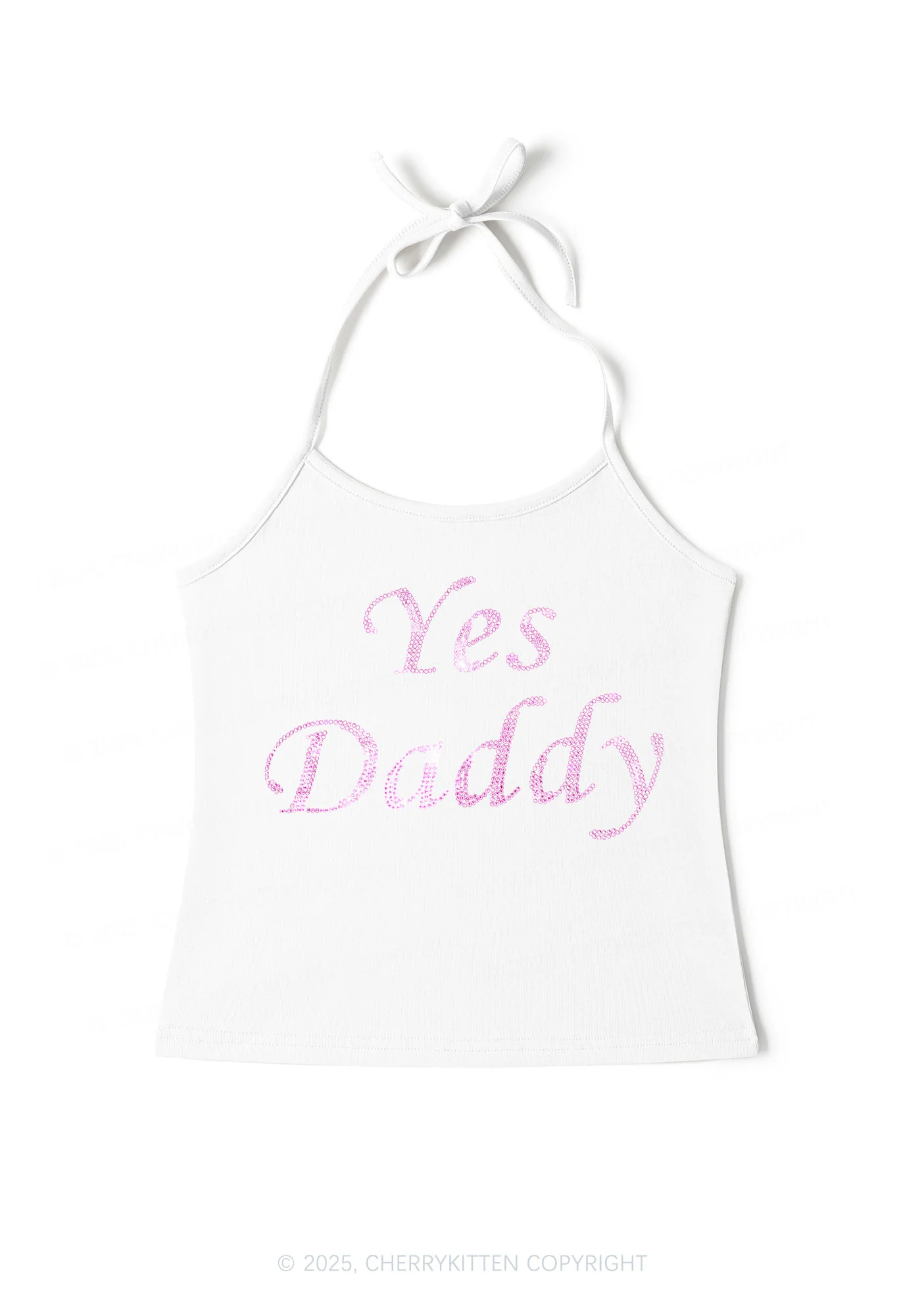 Rhinestone Yes Daddy Y2K Halter Neck Cami Cherrykitten - Image 2