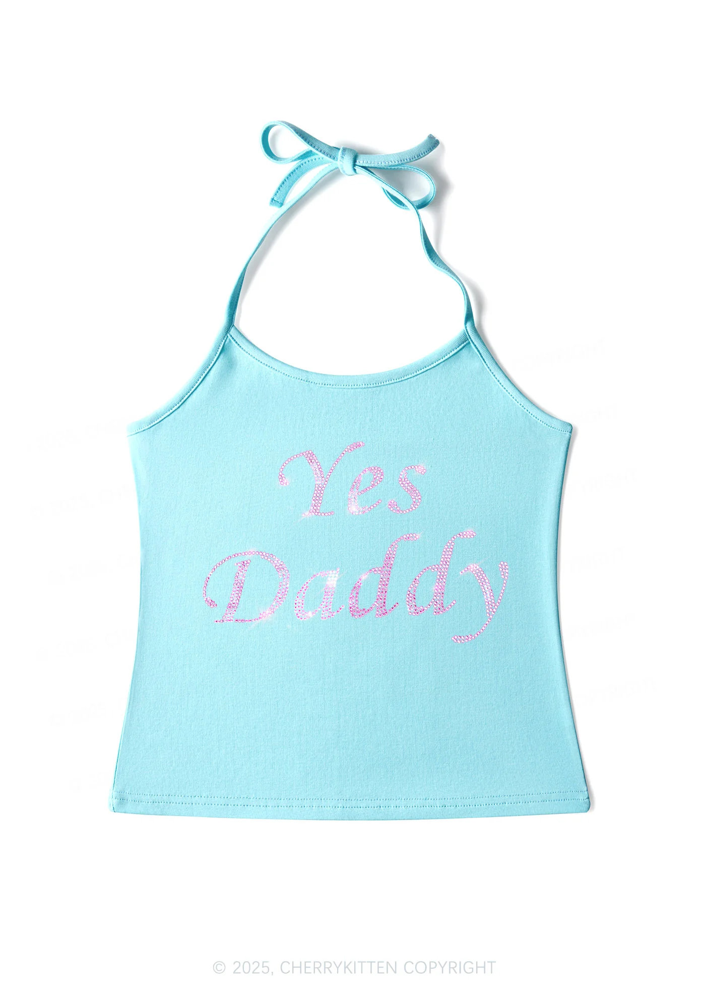 Rhinestone Yes Daddy Y2K Halter Neck Cami Cherrykitten - Image 3