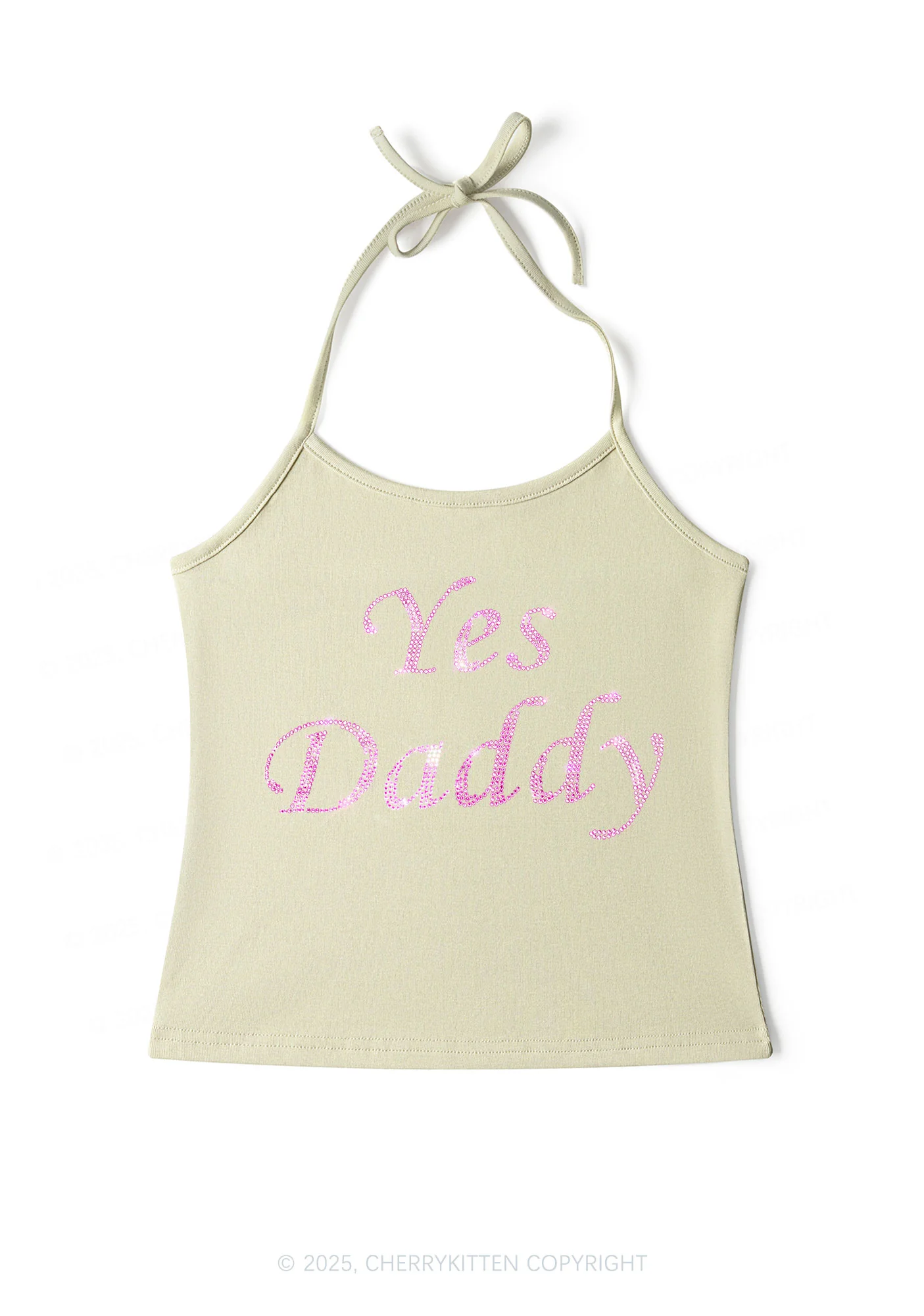 Rhinestone Yes Daddy Y2K Halter Neck Cami Cherrykitten - Image 5