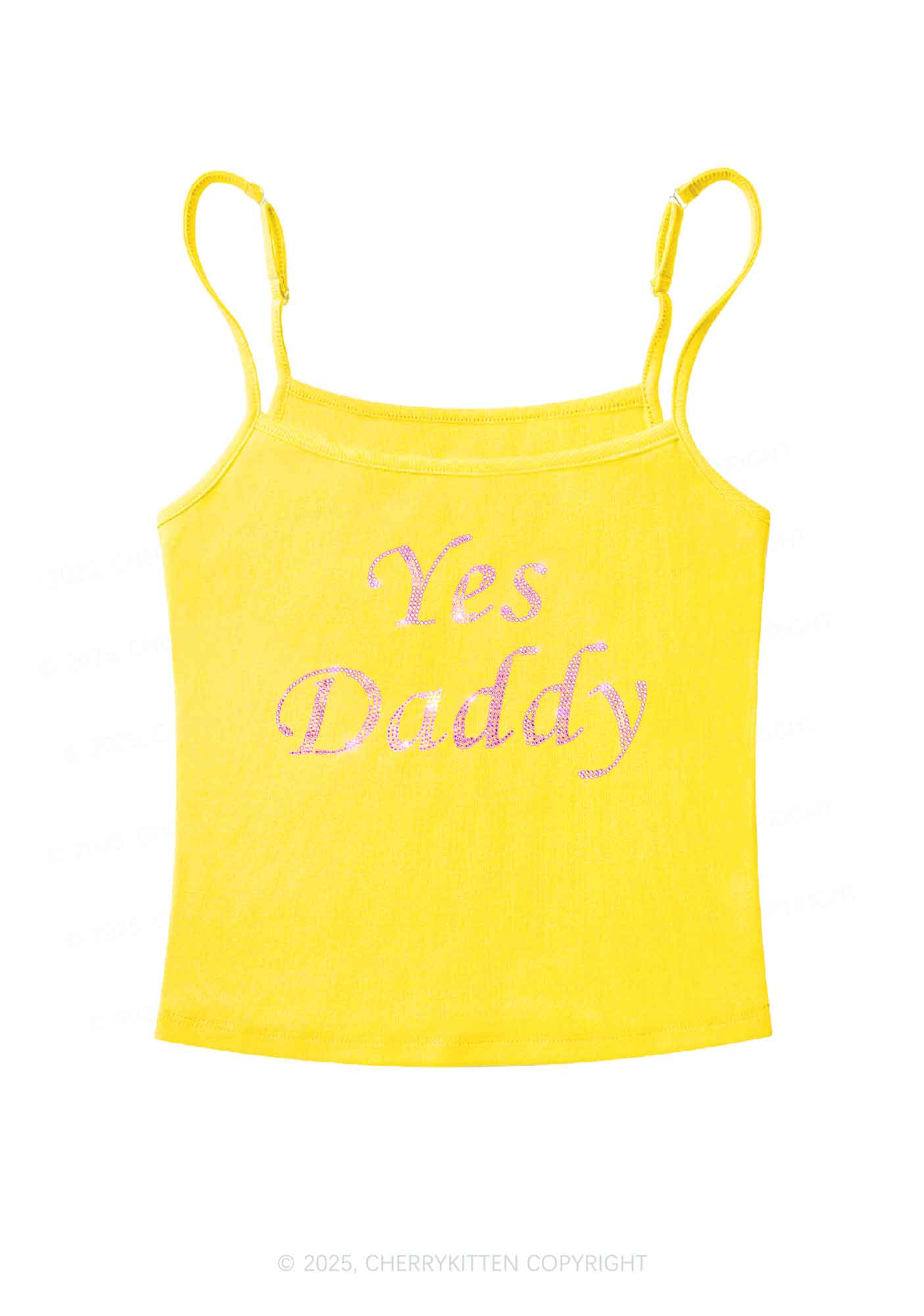 Rhinestone Yes Daddy Y2K Spaghetti Strap Cami Cherrykitten - Image 5