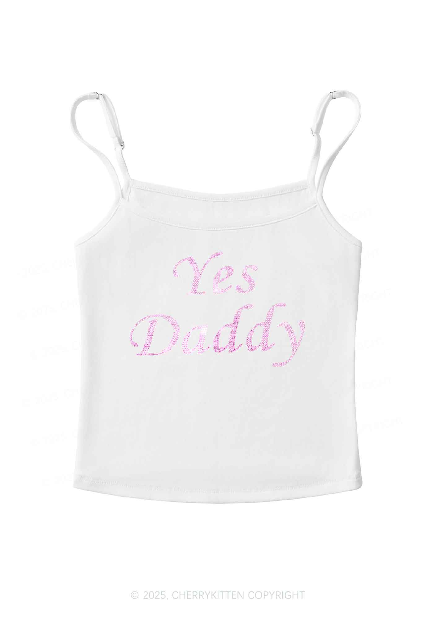 Rhinestone Yes Daddy Y2K Spaghetti Strap Cami Cherrykitten - Image 6