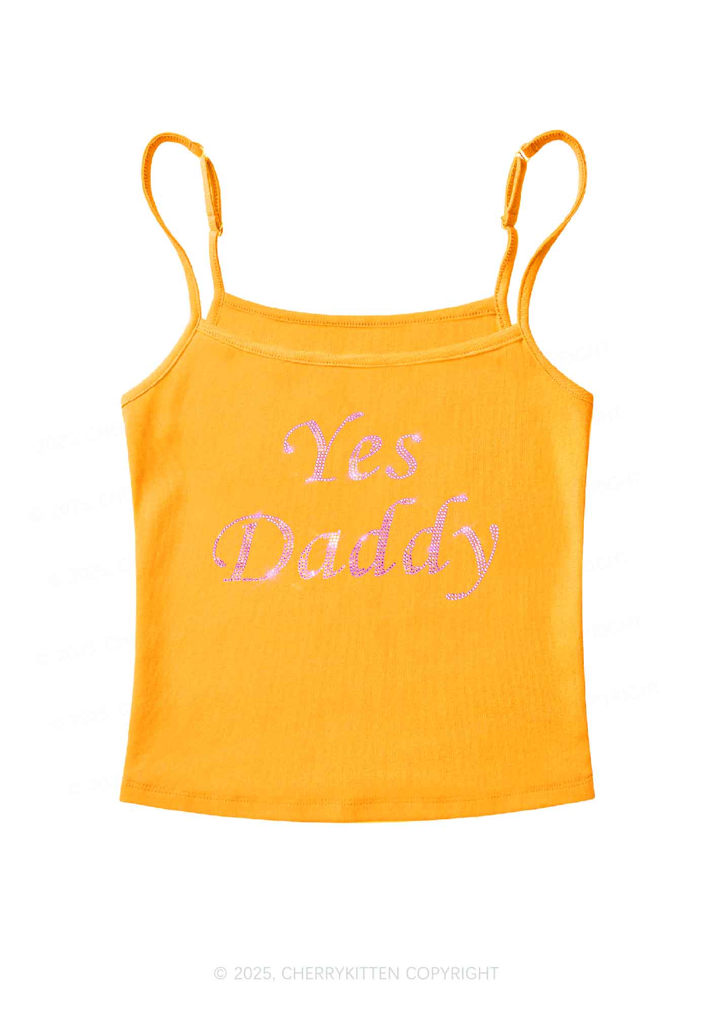 Rhinestone Yes Daddy Y2K Spaghetti Strap Cami Cherrykitten - Image 7