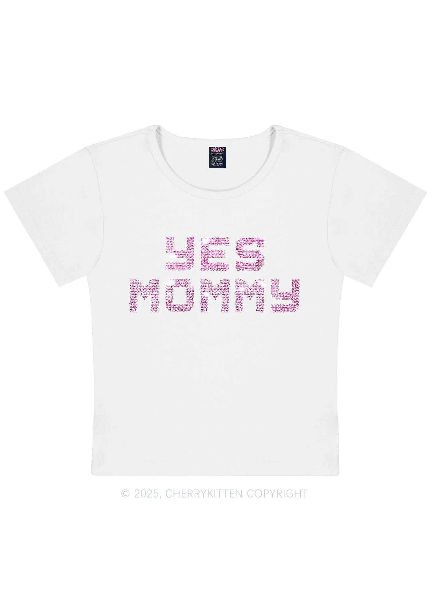 Rhinestone Yes Mommy Y2K Baby Tee Cherrykitten - Image 3