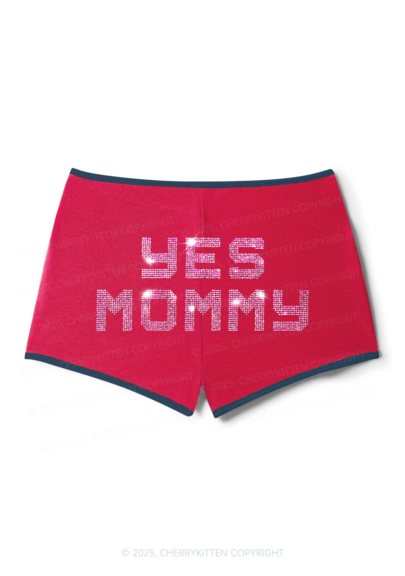 Rhinestone Yes Mommy Y2K Booty Shorts Cherrykitten - Image 5