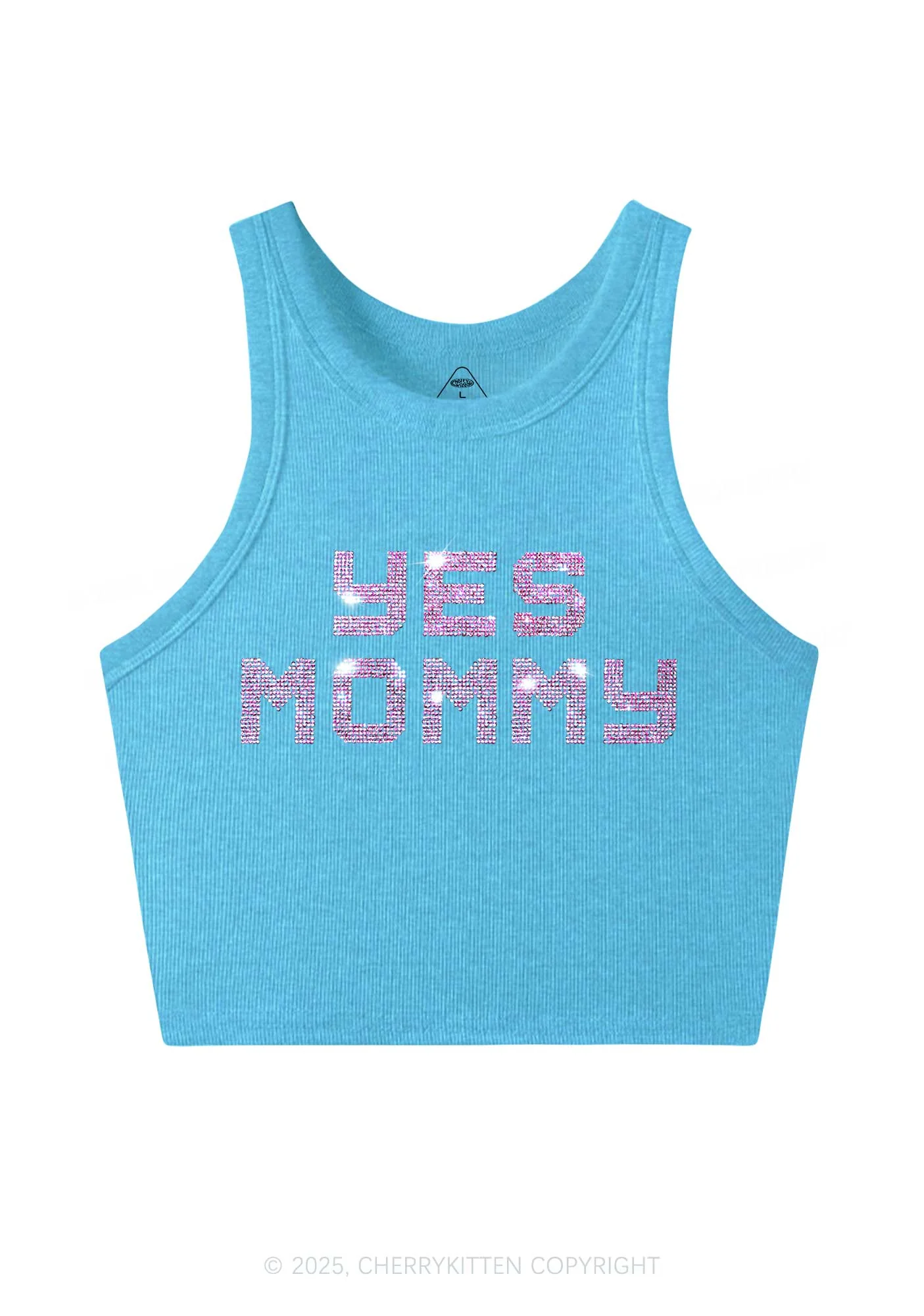 Rhinestone Yes Mommy Y2K Crop Tank Top Cherrykitten - Image 3