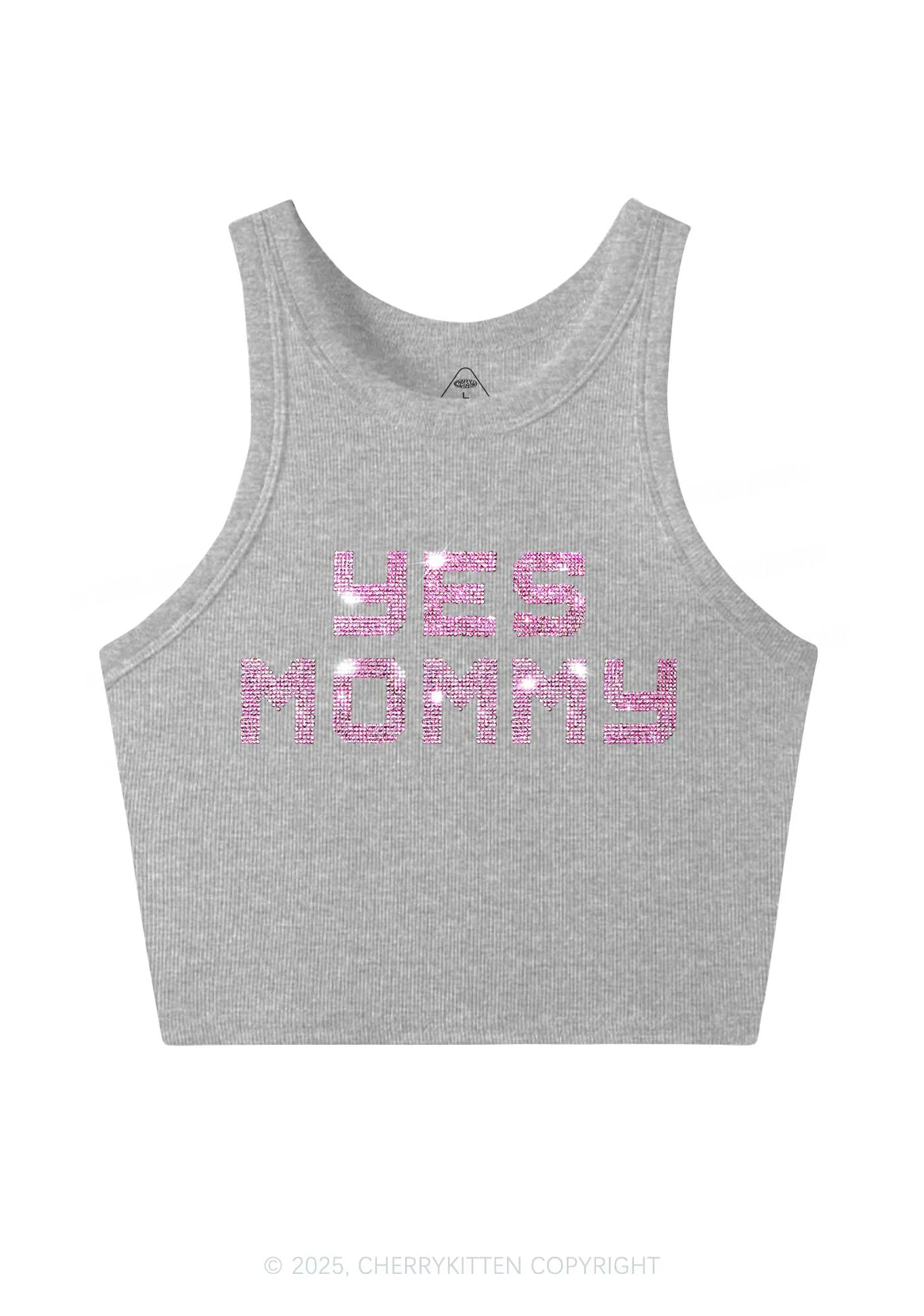 Rhinestone Yes Mommy Y2K Crop Tank Top Cherrykitten - Image 4