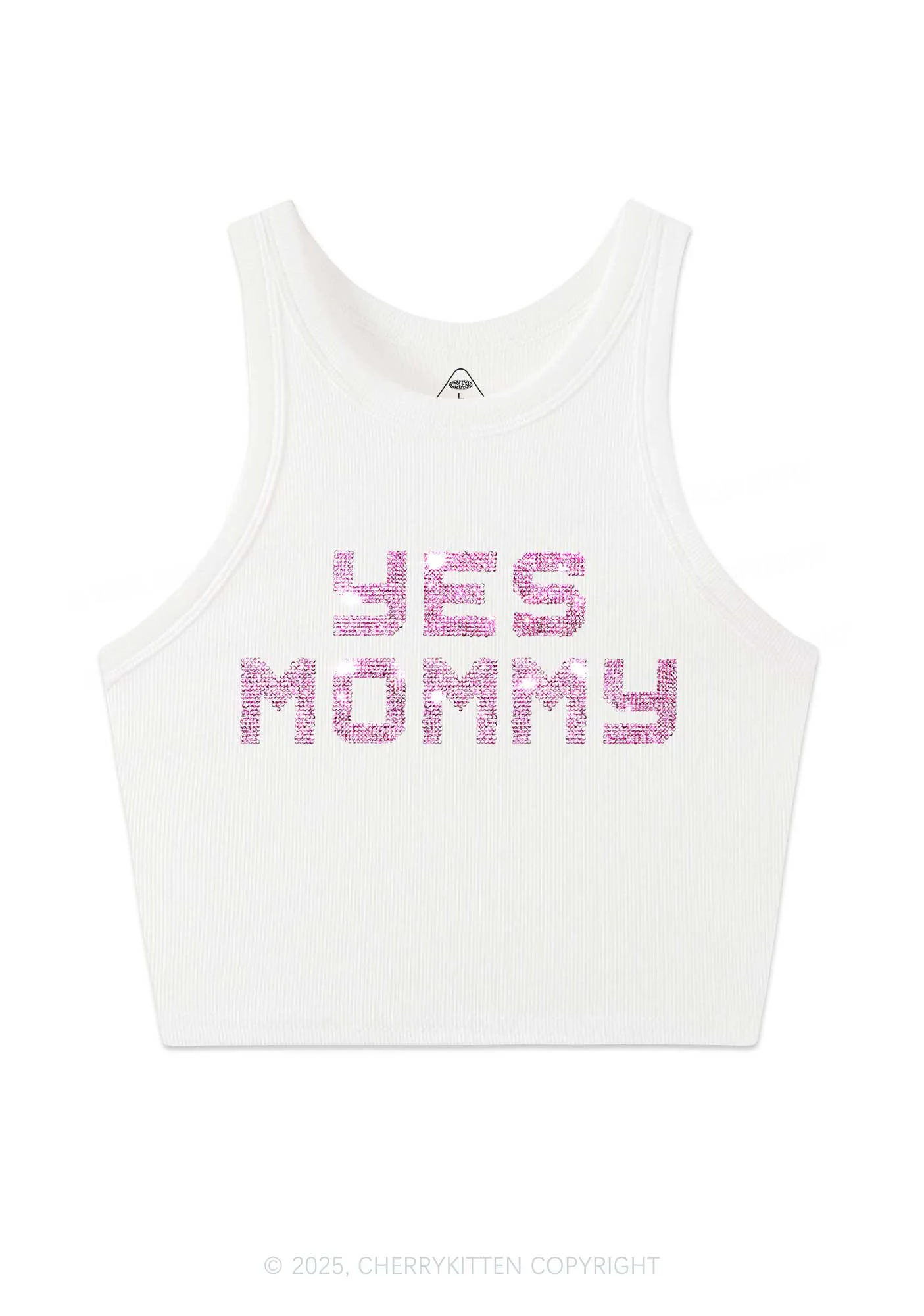 Rhinestone Yes Mommy Y2K Crop Tank Top Cherrykitten - Image 5