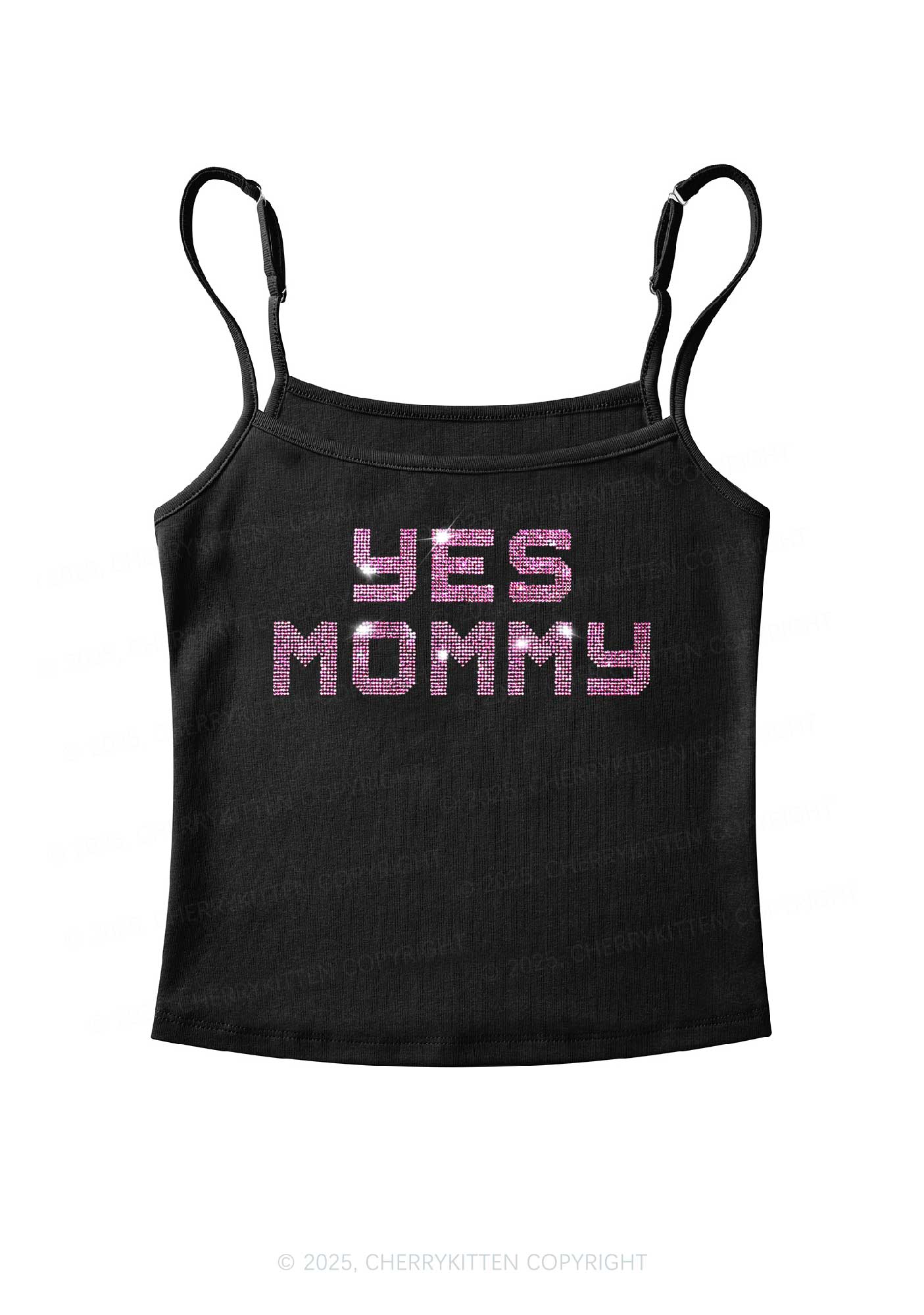 Rhinestone Yes Mommy Y2K Spaghetti Strap Cami Cherrykitten - Image 3