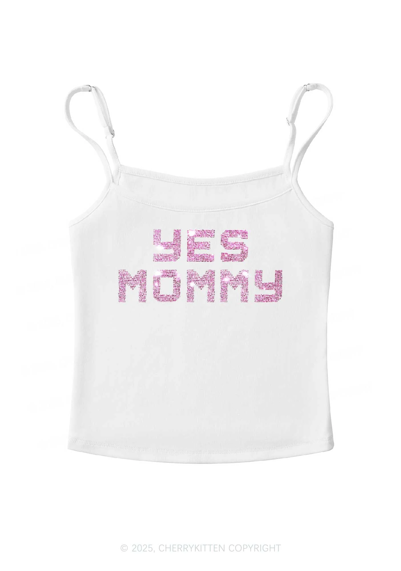 Rhinestone Yes Mommy Y2K Spaghetti Strap Cami Cherrykitten - Image 4