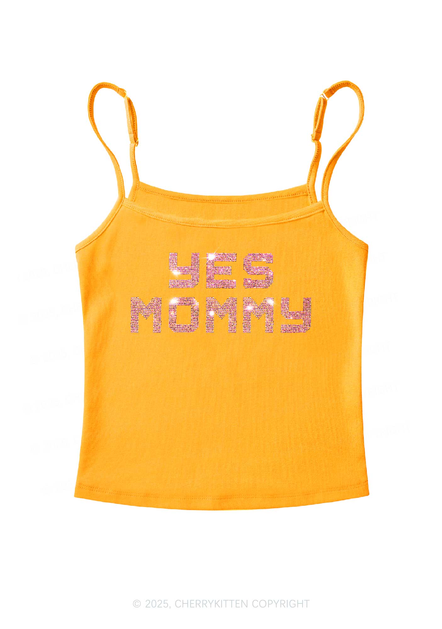 Rhinestone Yes Mommy Y2K Spaghetti Strap Cami Cherrykitten - Image 6