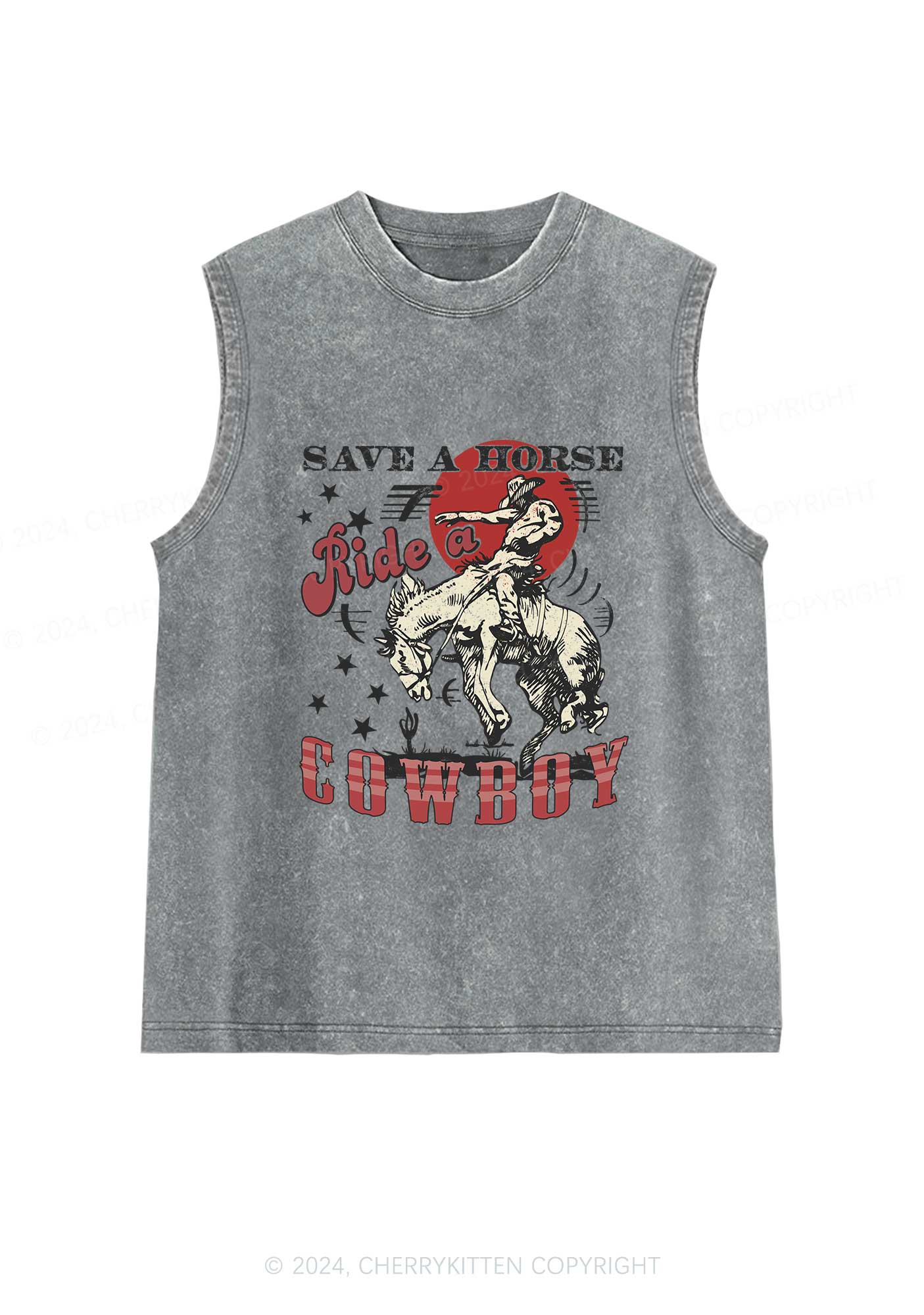 Ride A Cowboy Y2K Washed Tank Cherrykitten - Image 3