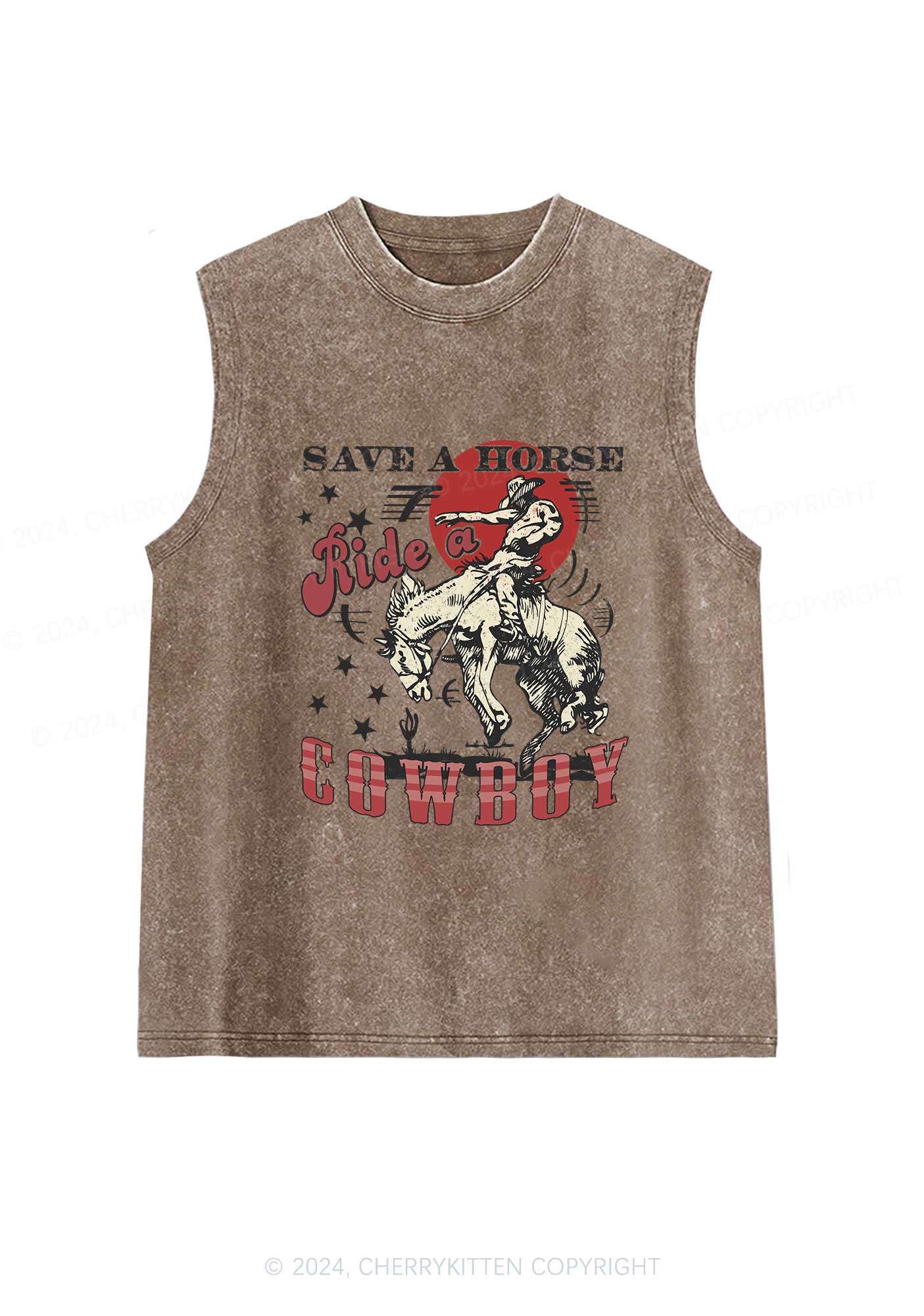 Ride A Cowboy Y2K Washed Tank Cherrykitten - Image 4