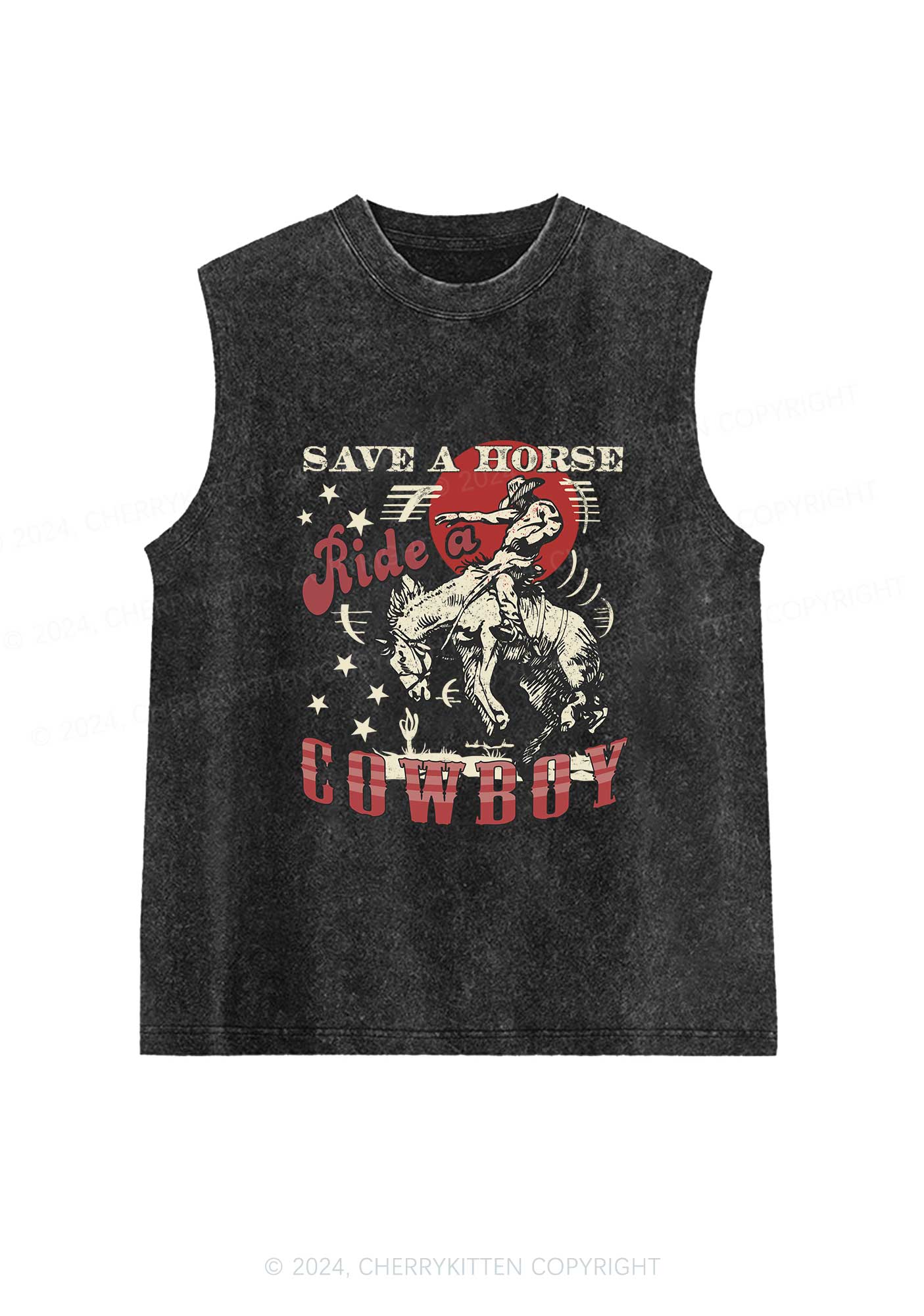 Ride A Cowboy Y2K Washed Tank Cherrykitten - Image 5