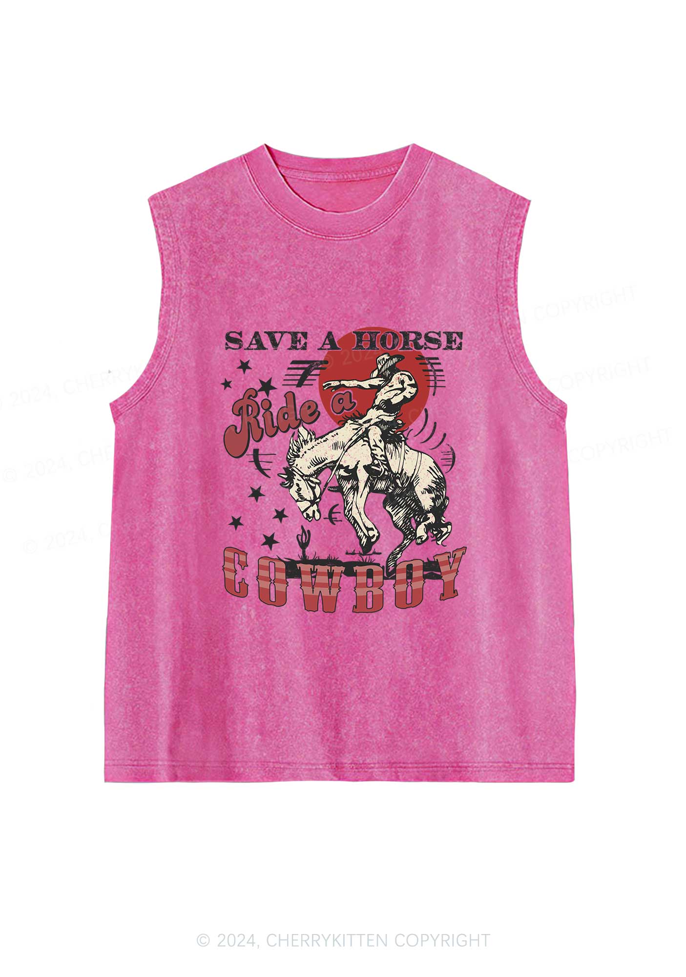 Ride A Cowboy Y2K Washed Tank Cherrykitten - Image 6