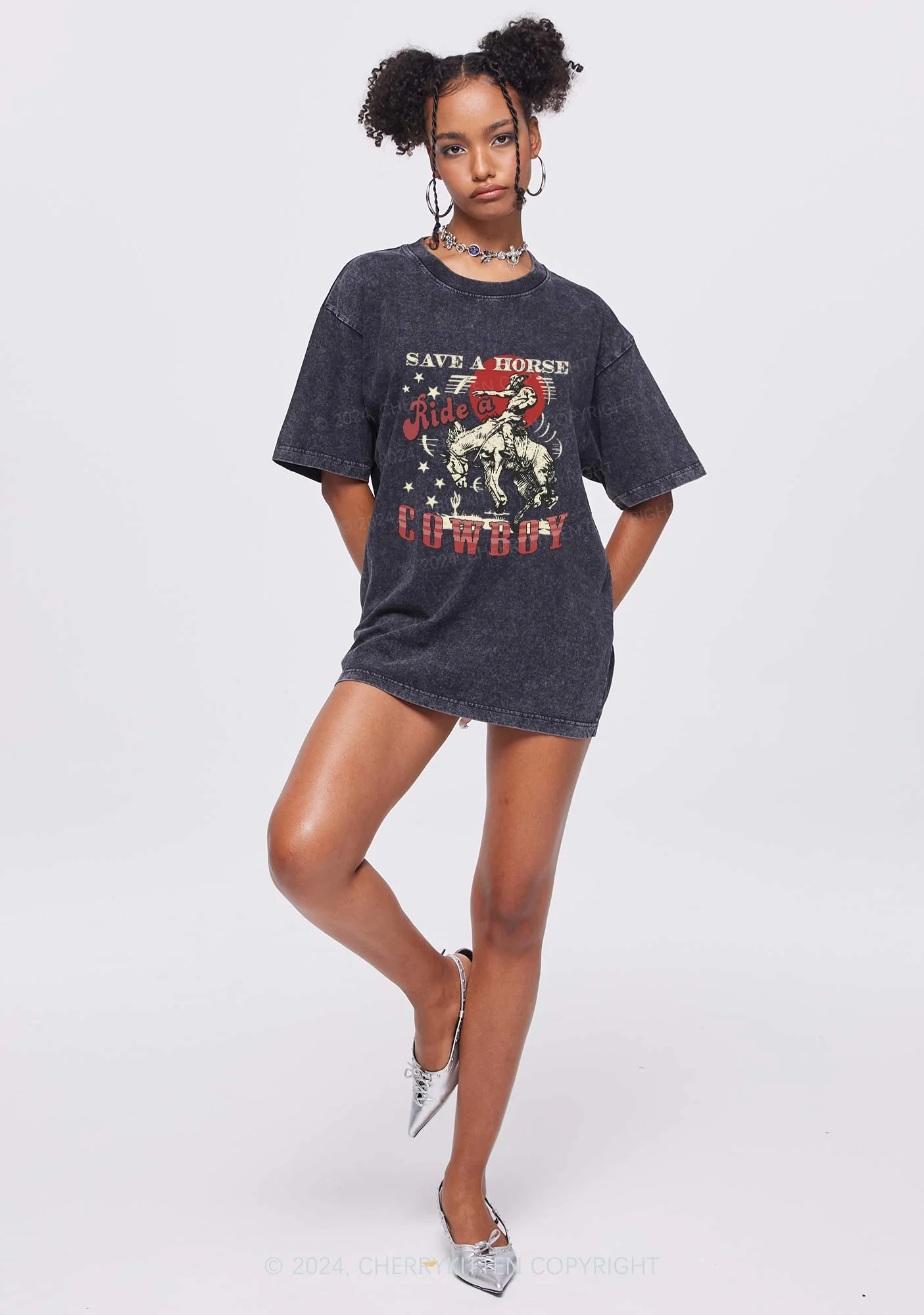 Ride A Cowboy Y2K Washed Tee Cherrykitten - Image 2