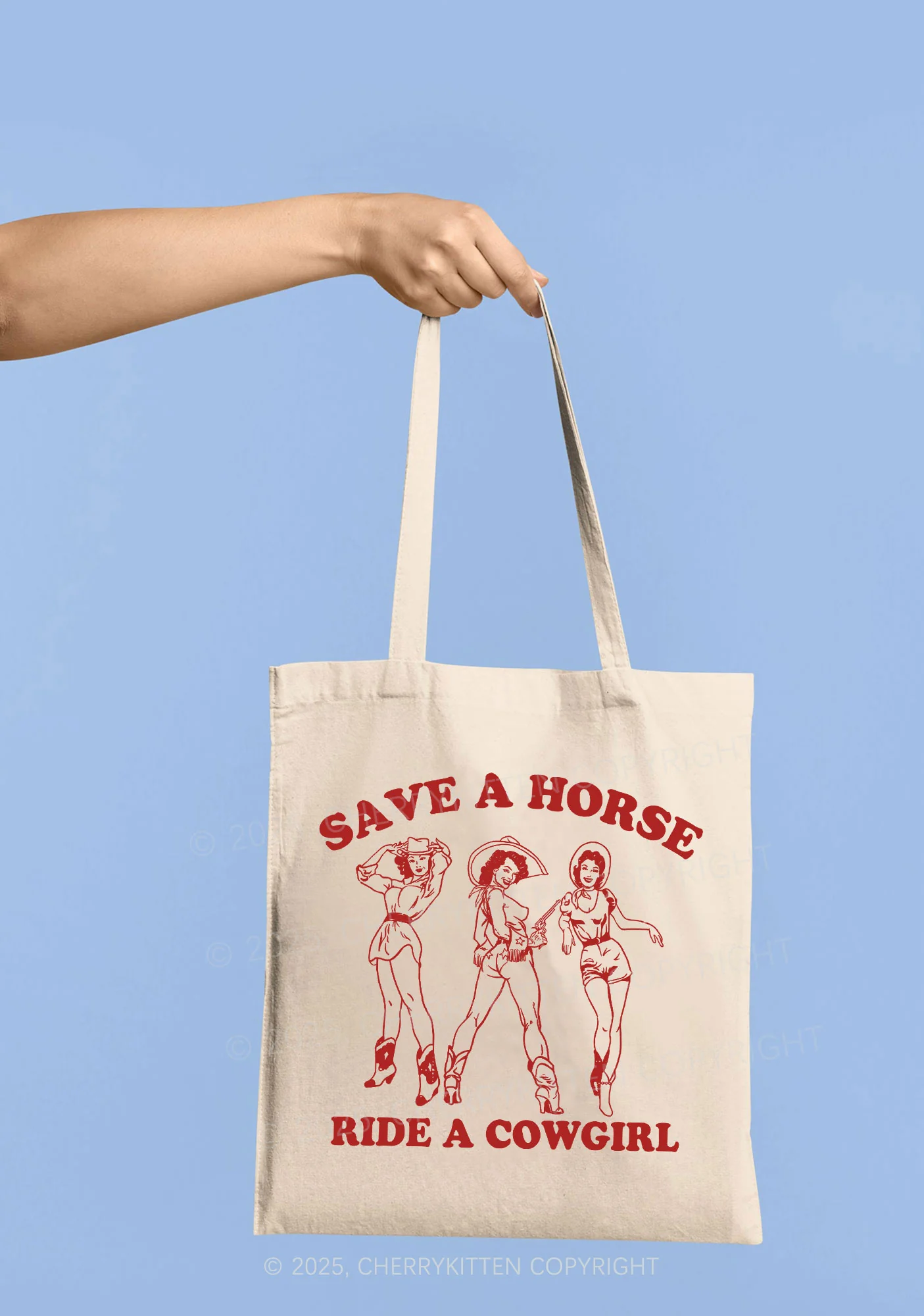 Ride A Cowgirl Pride Y2K Canvas Tote Bag Cherrykitten - Image 4