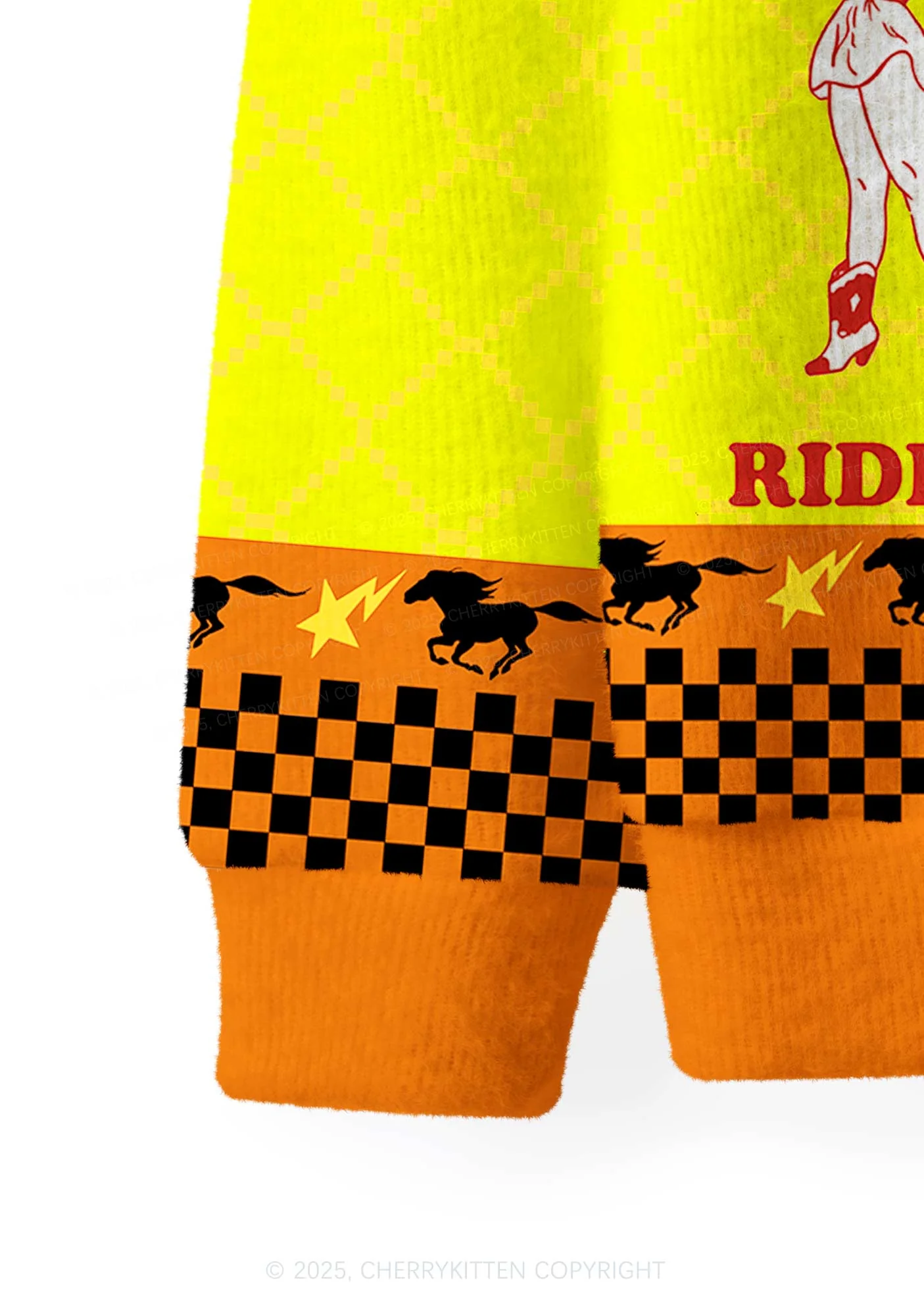 Ride A Cowgirl Pride Y2K Christmas Cardigan Knit Sweatshirt Cherrykitten - Image 6