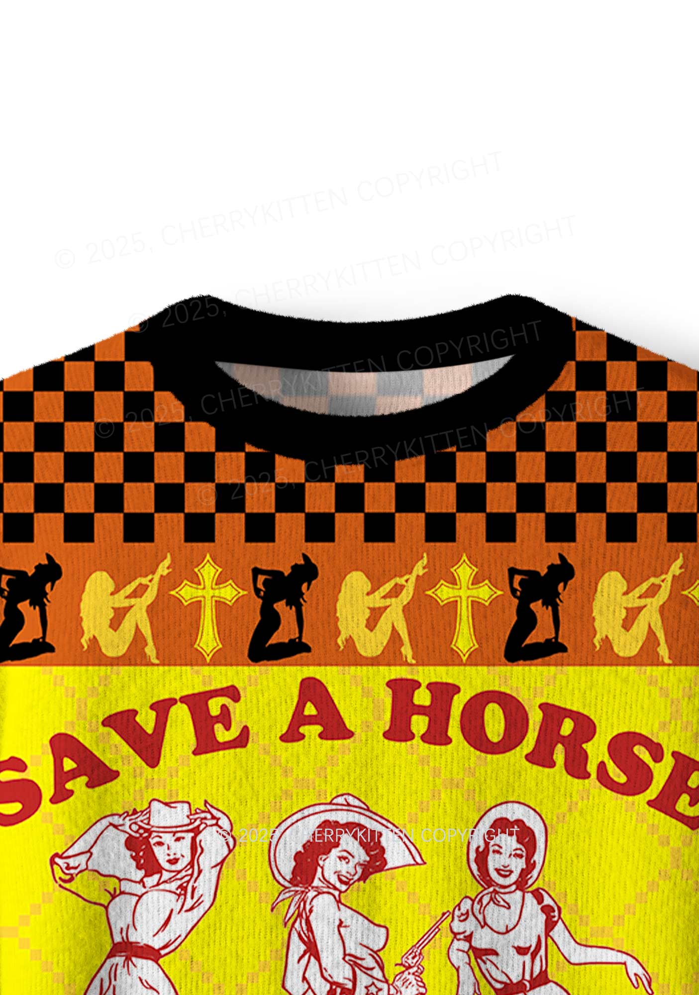 Ride A Cowgirl Pride Y2K Christmas Knit Sweatshirt Cherrykitten - Image 5