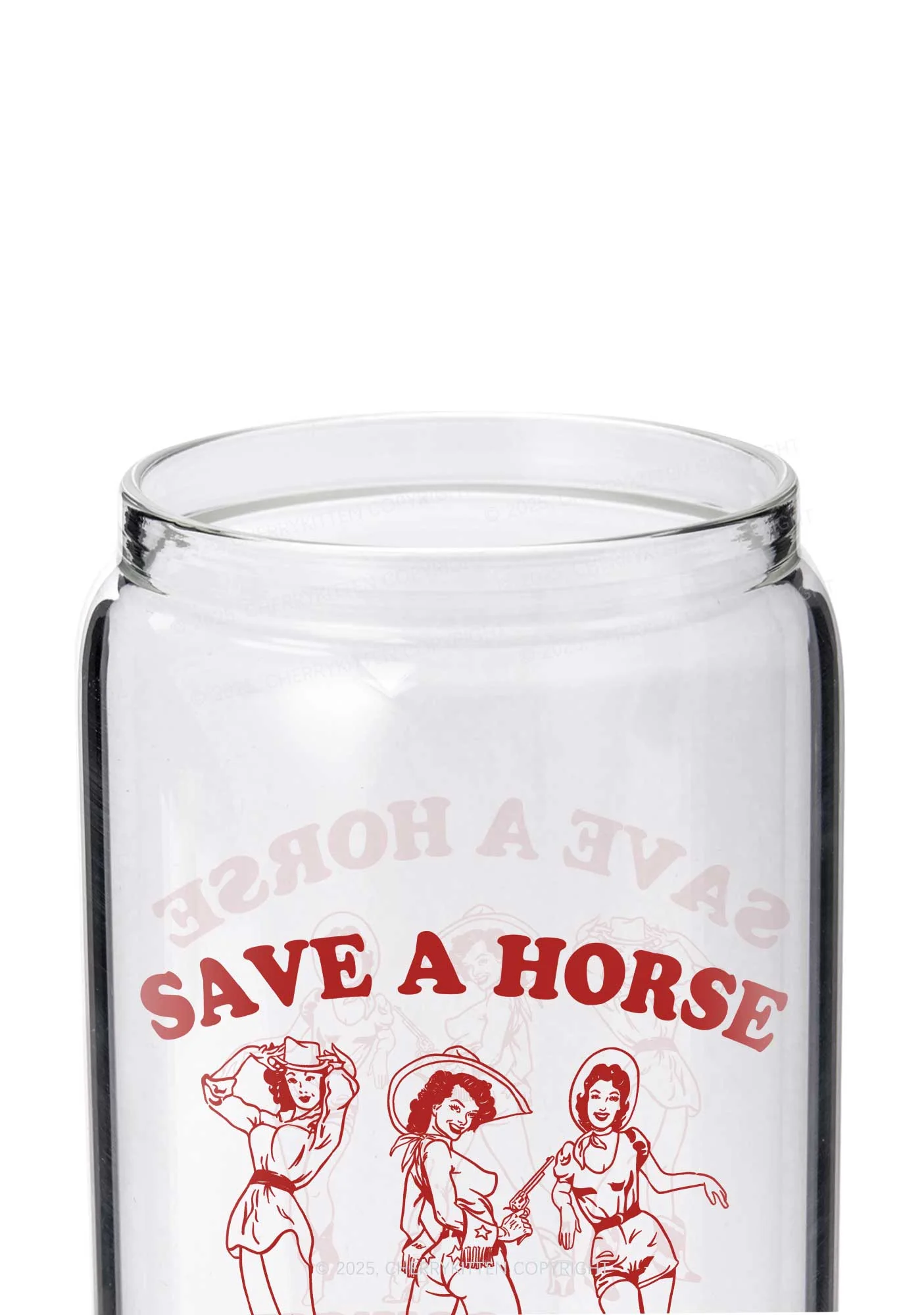 Ride A Cowgirl Pride Y2K Printed Glass Cup Cherrykitten - Image 2