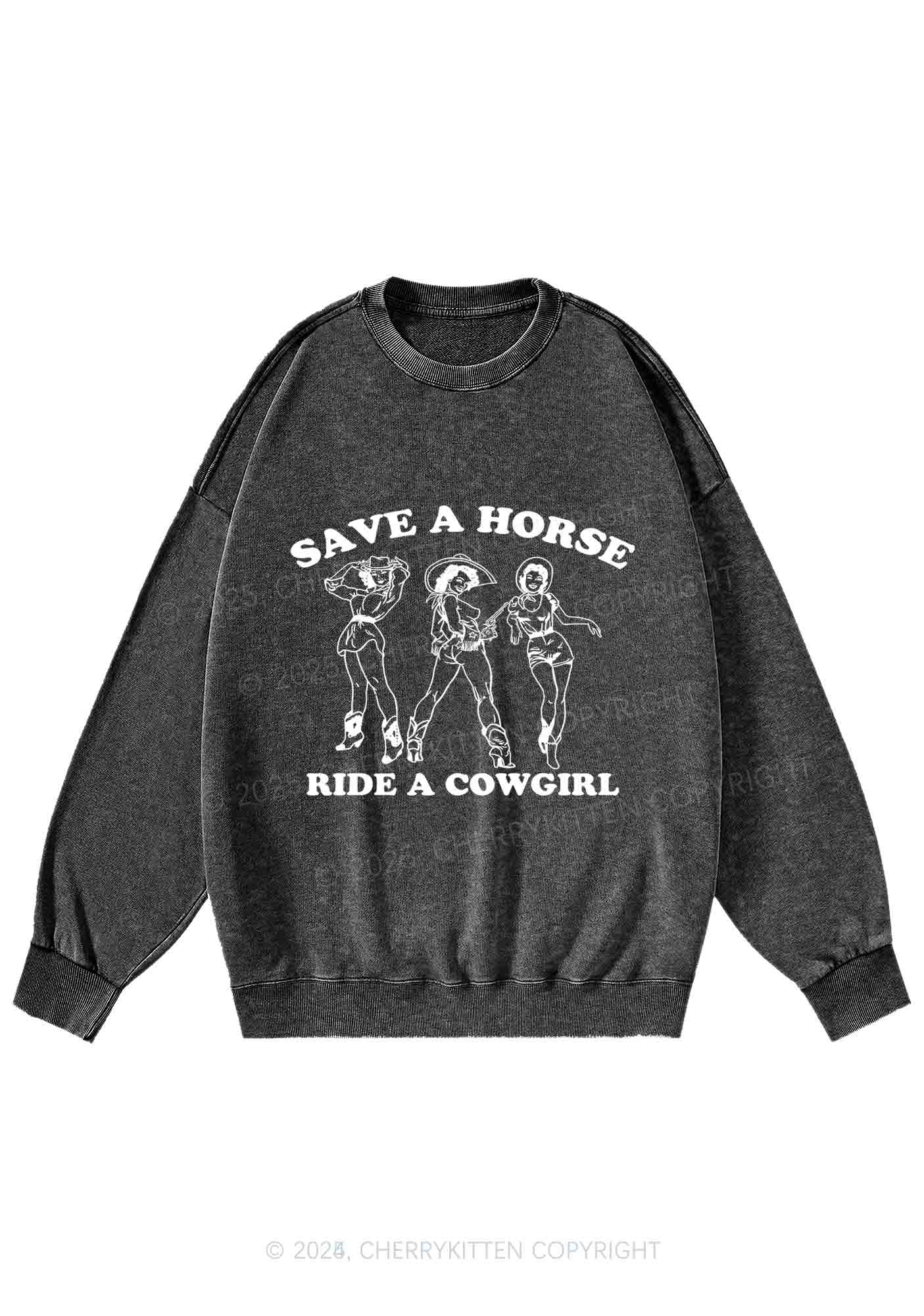 Ride A Cowgirl Pride Y2K Washed Sweatshirts Cherrykitten - Image 3
