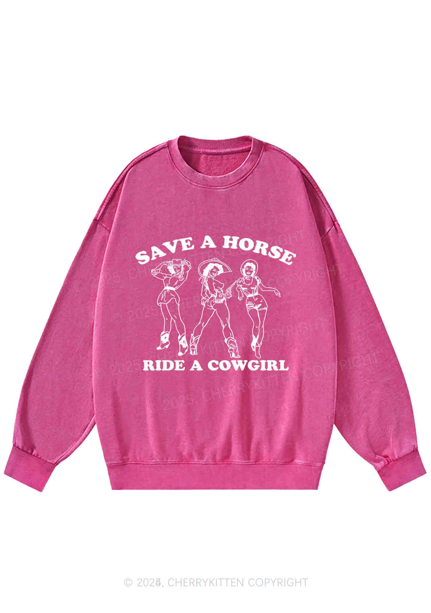 Ride A Cowgirl Pride Y2K Washed Sweatshirts Cherrykitten - Image 4