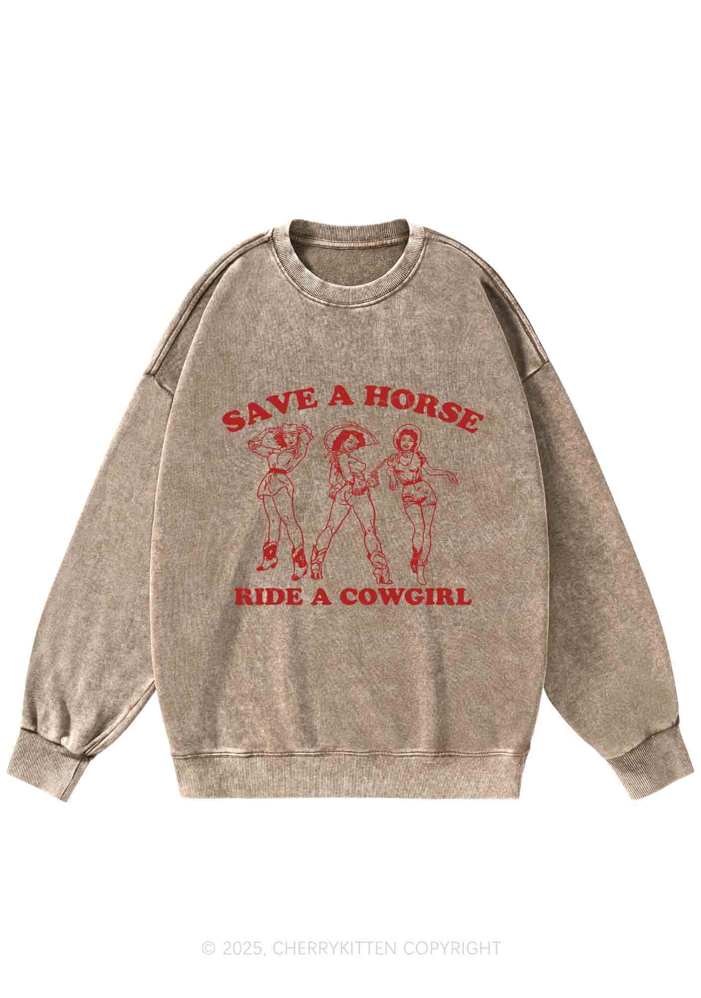 Ride A Cowgirl Pride Y2K Washed Sweatshirts Cherrykitten - Image 5