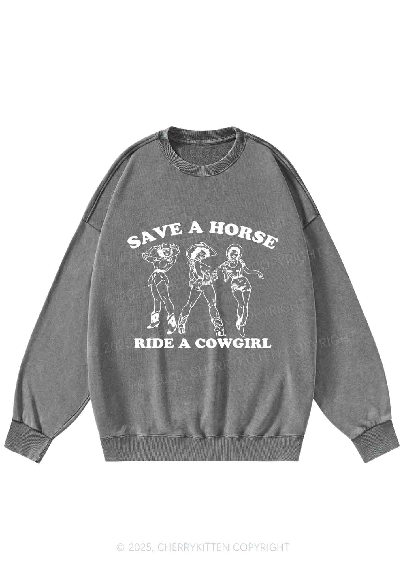 Ride A Cowgirl Pride Y2K Washed Sweatshirts Cherrykitten - Image 6