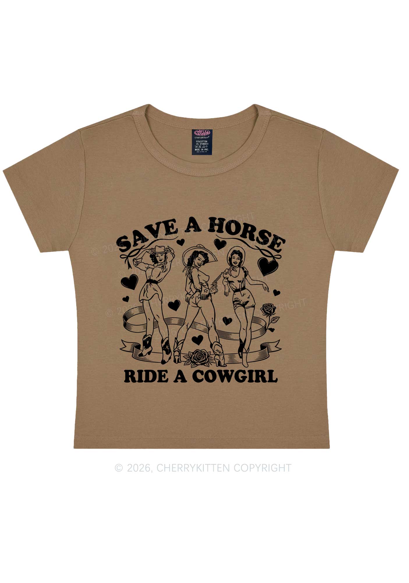 Ride A Cowgirl Valentine's Day Y2K Baby Tee Cherrykitten - Image 10