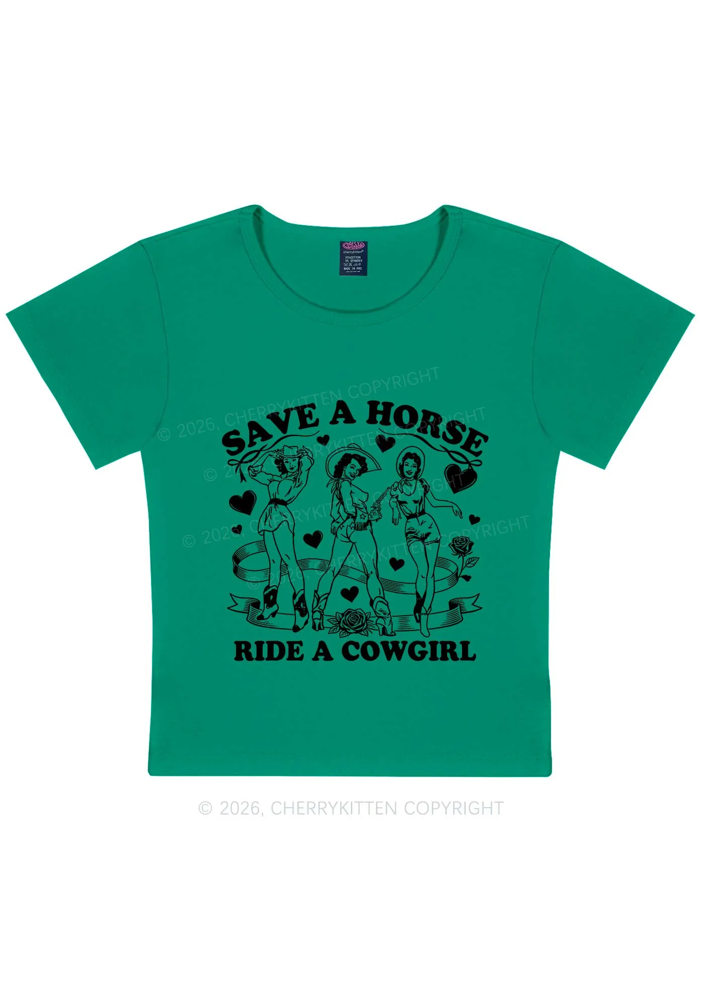 Ride A Cowgirl Valentine's Day Y2K Baby Tee Cherrykitten - Image 11