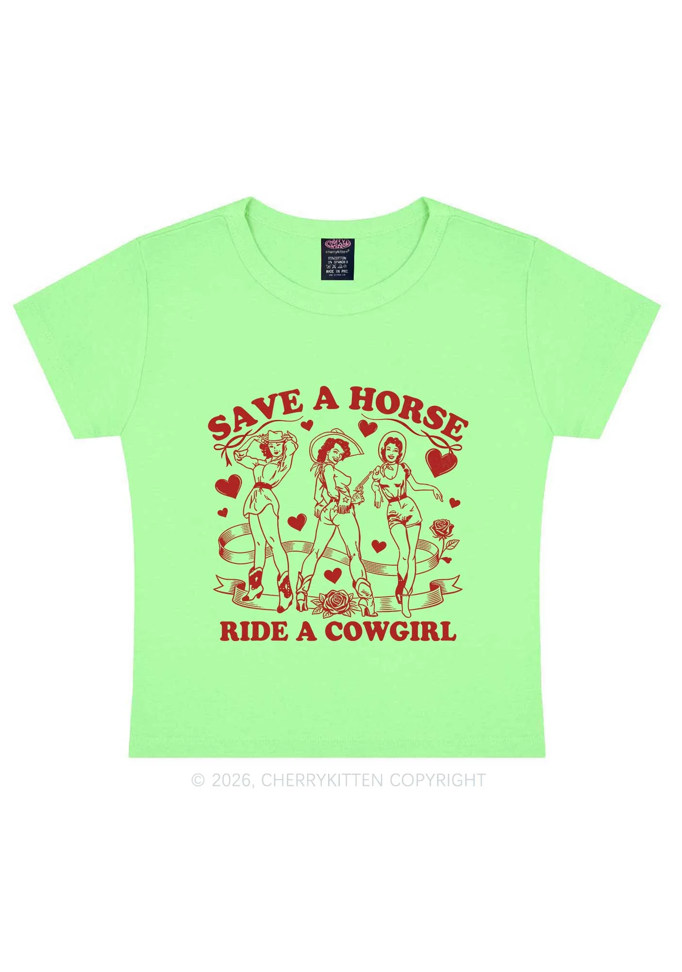 Ride A Cowgirl Valentine's Day Y2K Baby Tee Cherrykitten - Image 12