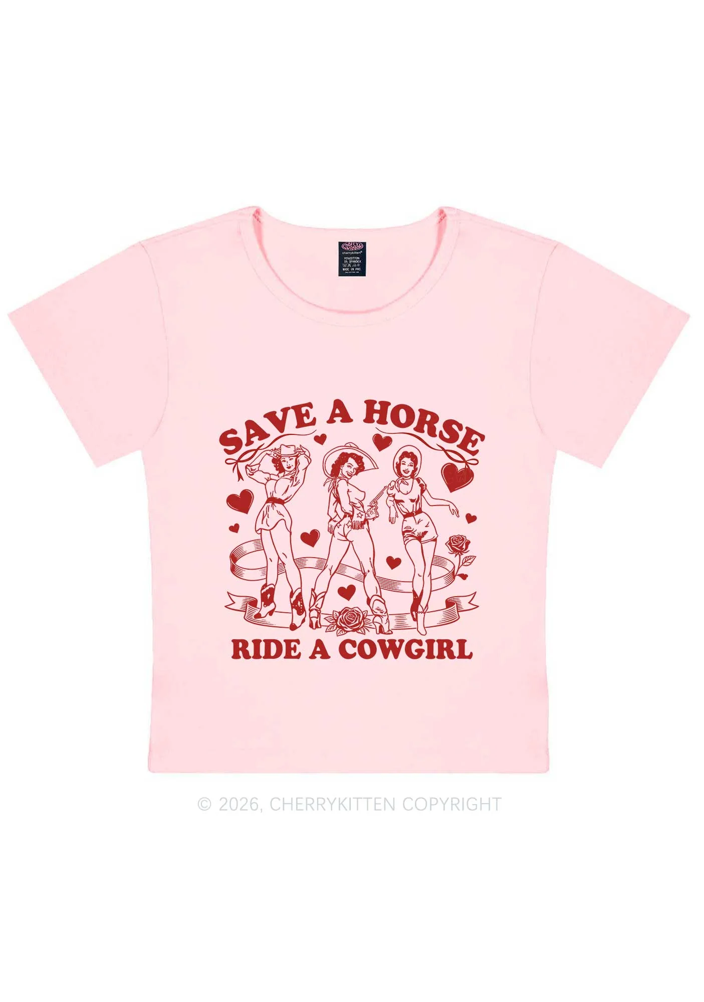 Ride A Cowgirl Valentine's Day Y2K Baby Tee Cherrykitten - Image 4