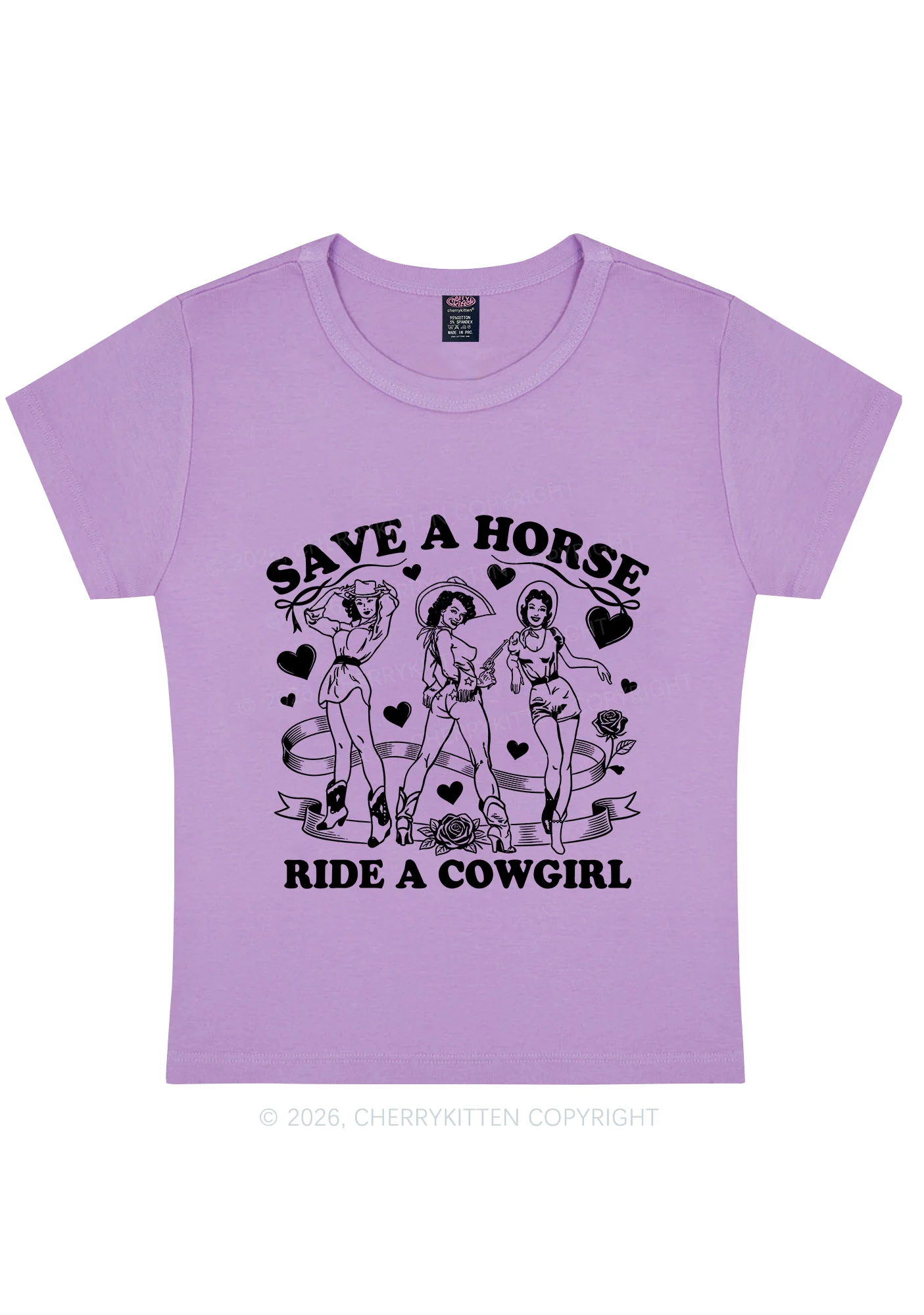 Ride A Cowgirl Valentine's Day Y2K Baby Tee Cherrykitten - Image 6