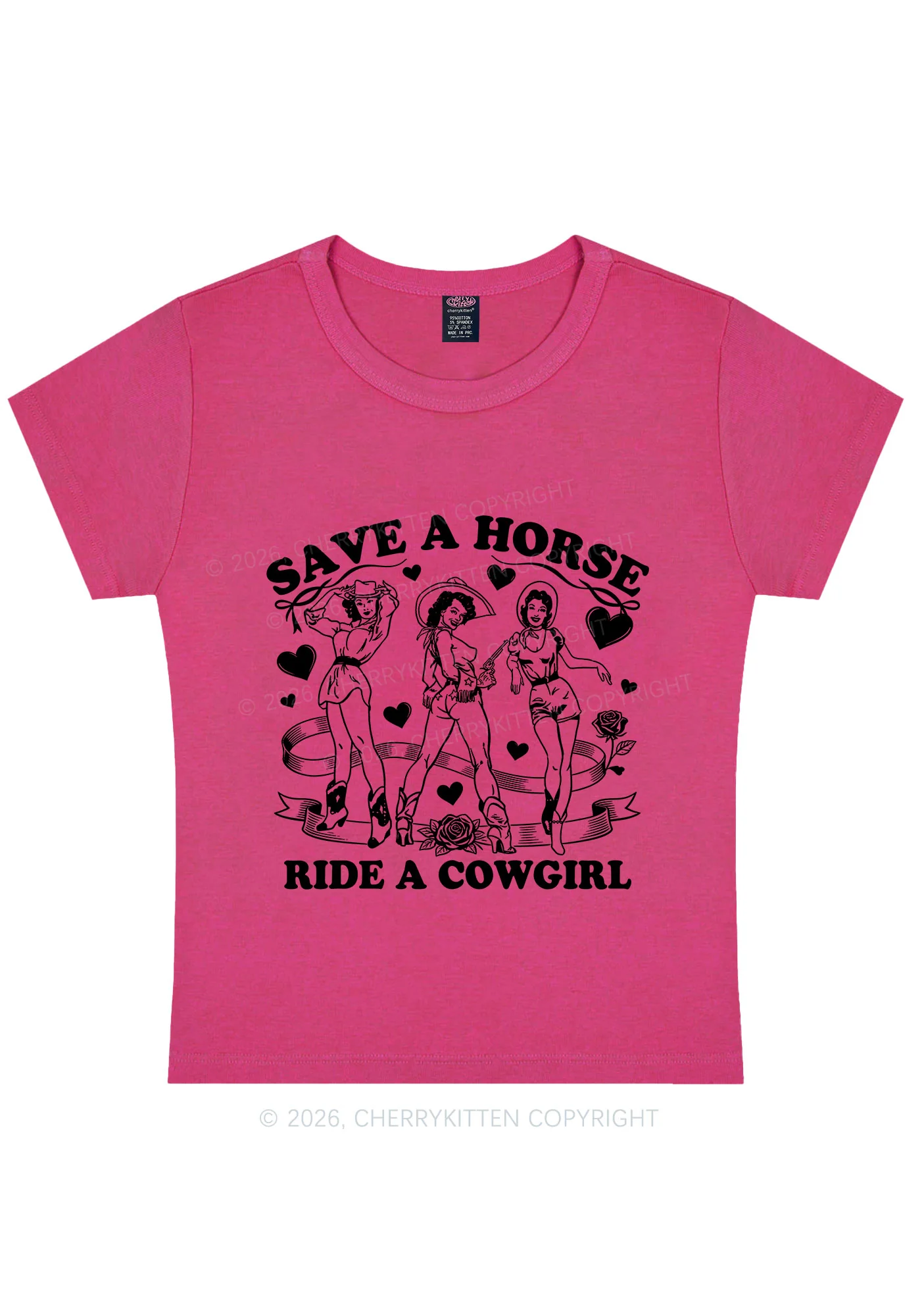 Ride A Cowgirl Valentine's Day Y2K Baby Tee Cherrykitten - Image 7