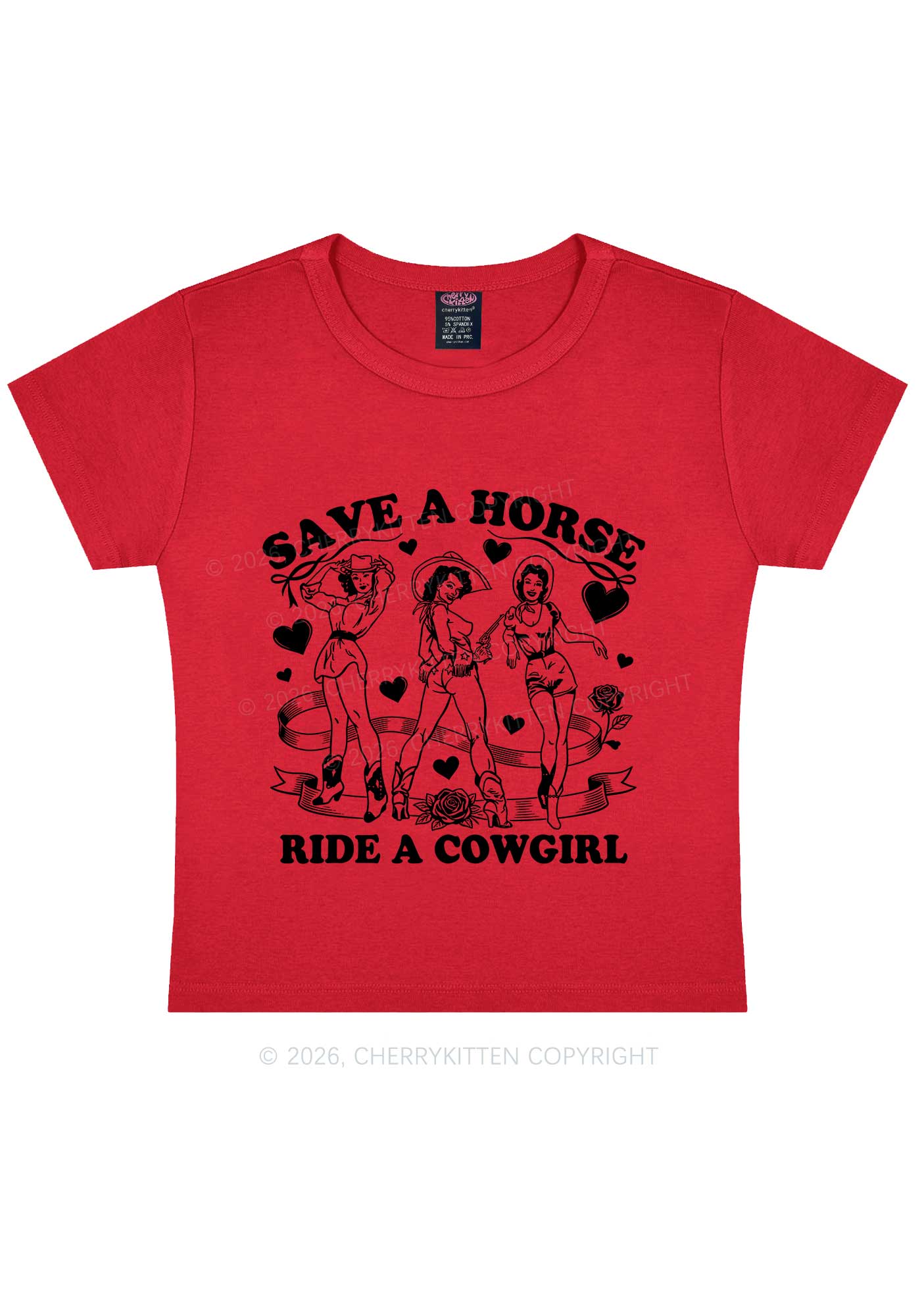 Ride A Cowgirl Valentine's Day Y2K Baby Tee Cherrykitten - Image 8