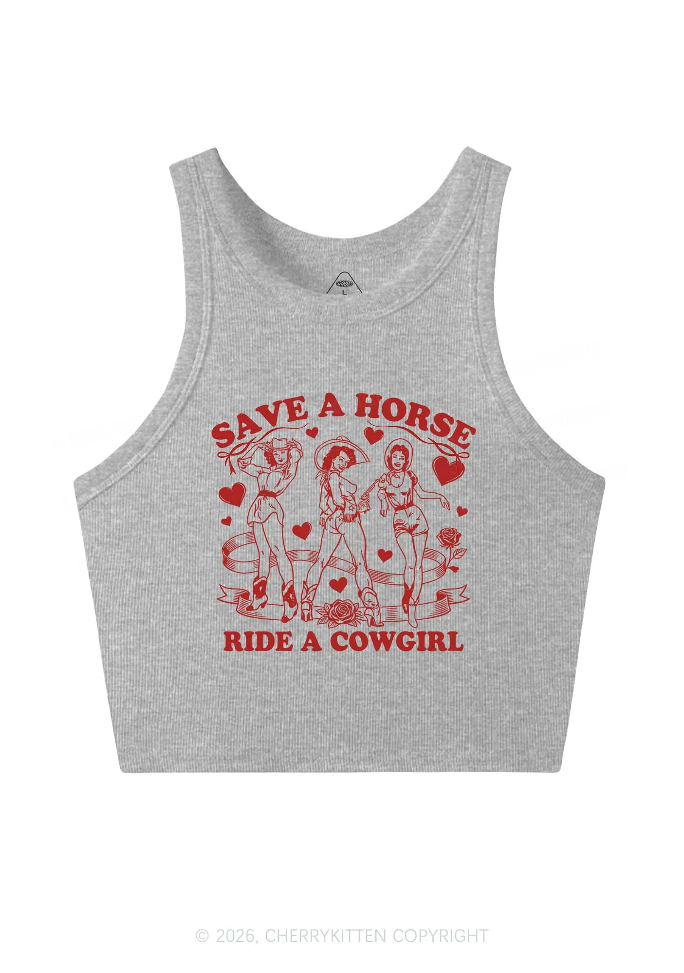 Ride A Cowgirl Valentine's Day Y2K Crop Tank Top Cherrykitten - Image 4