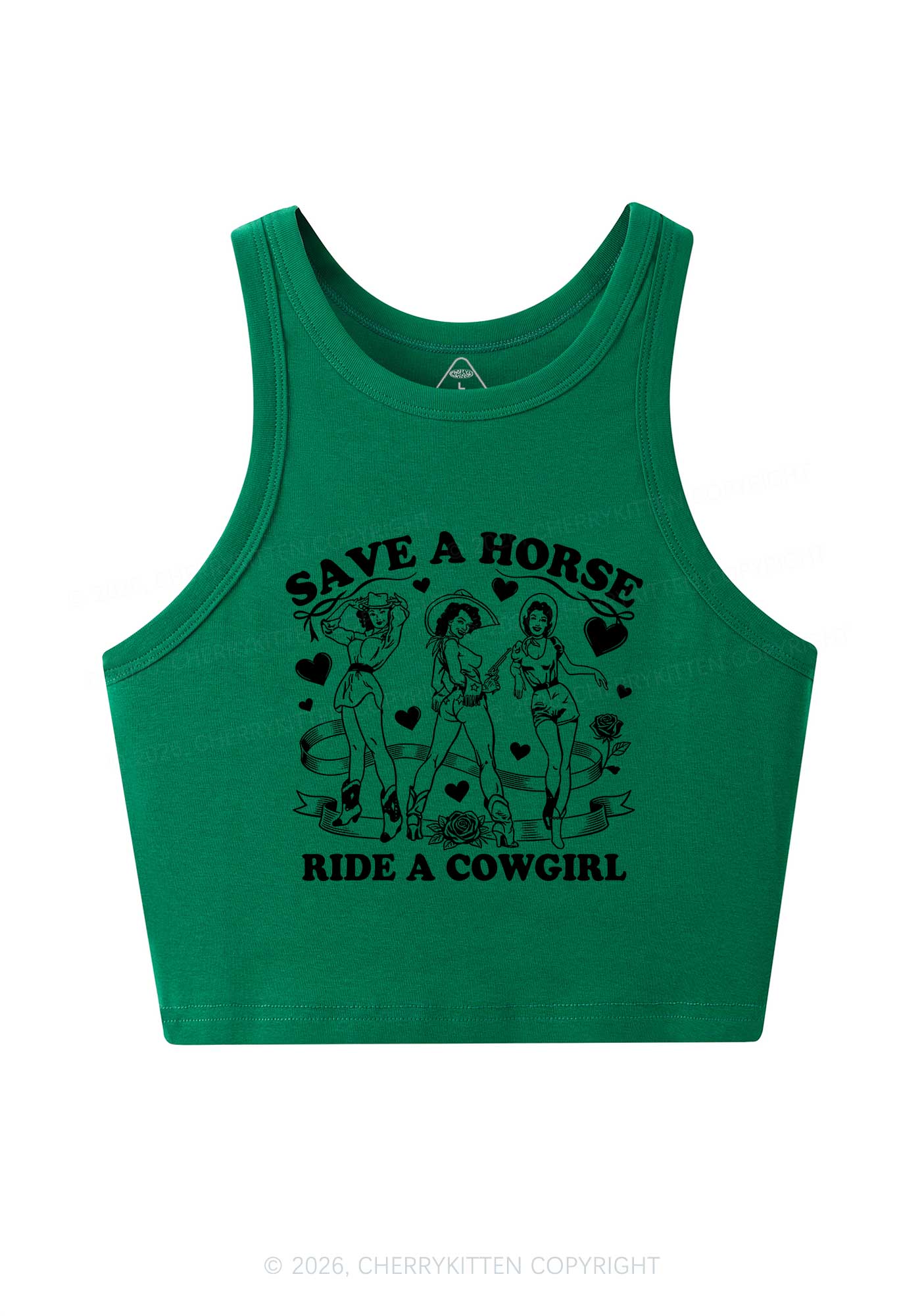 Ride A Cowgirl Valentine's Day Y2K Crop Tank Top Cherrykitten - Image 6