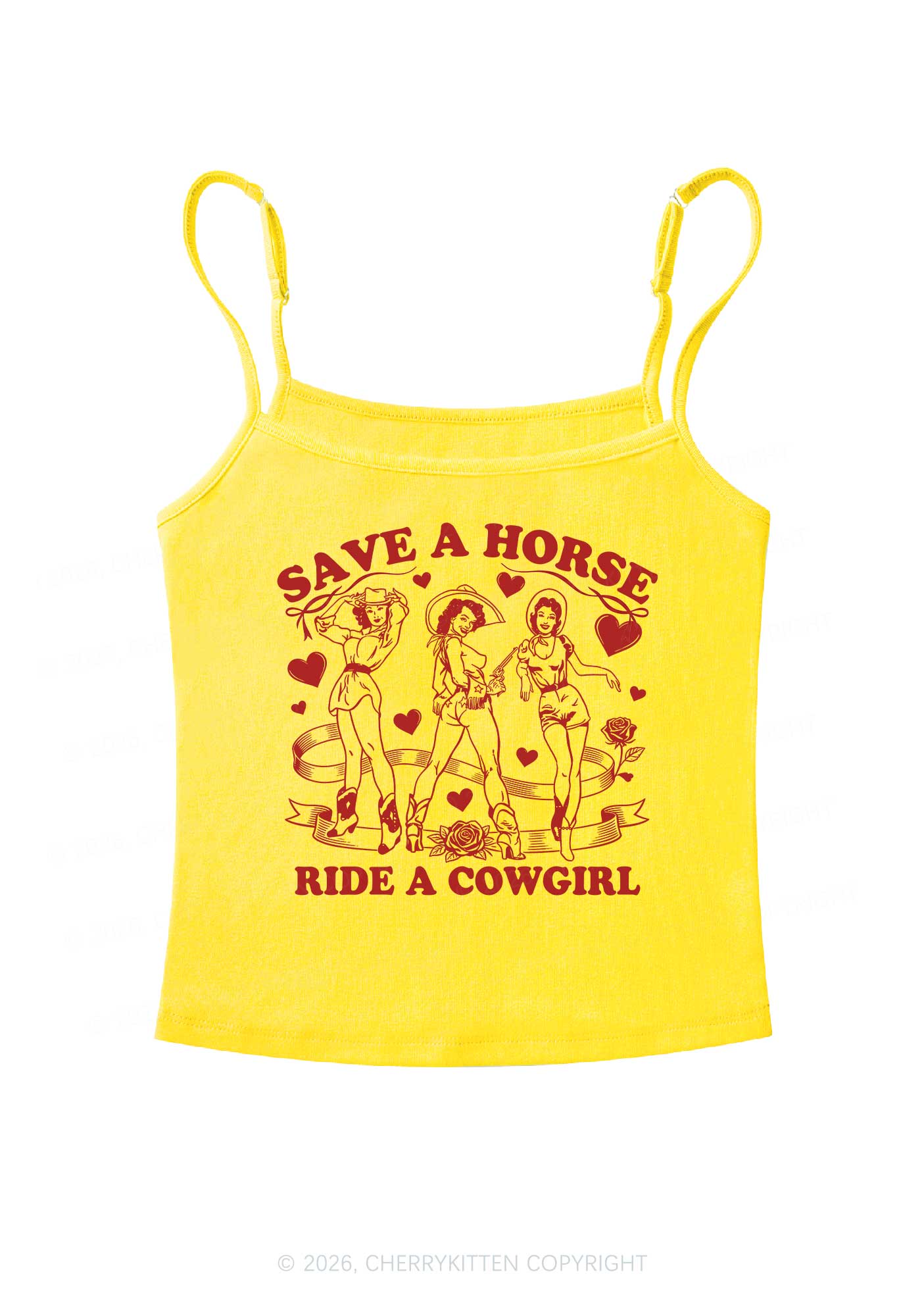 Ride A Cowgirl Valentine's Day Y2K Spaghetti Strap Cami Cherrykitten - Image 4
