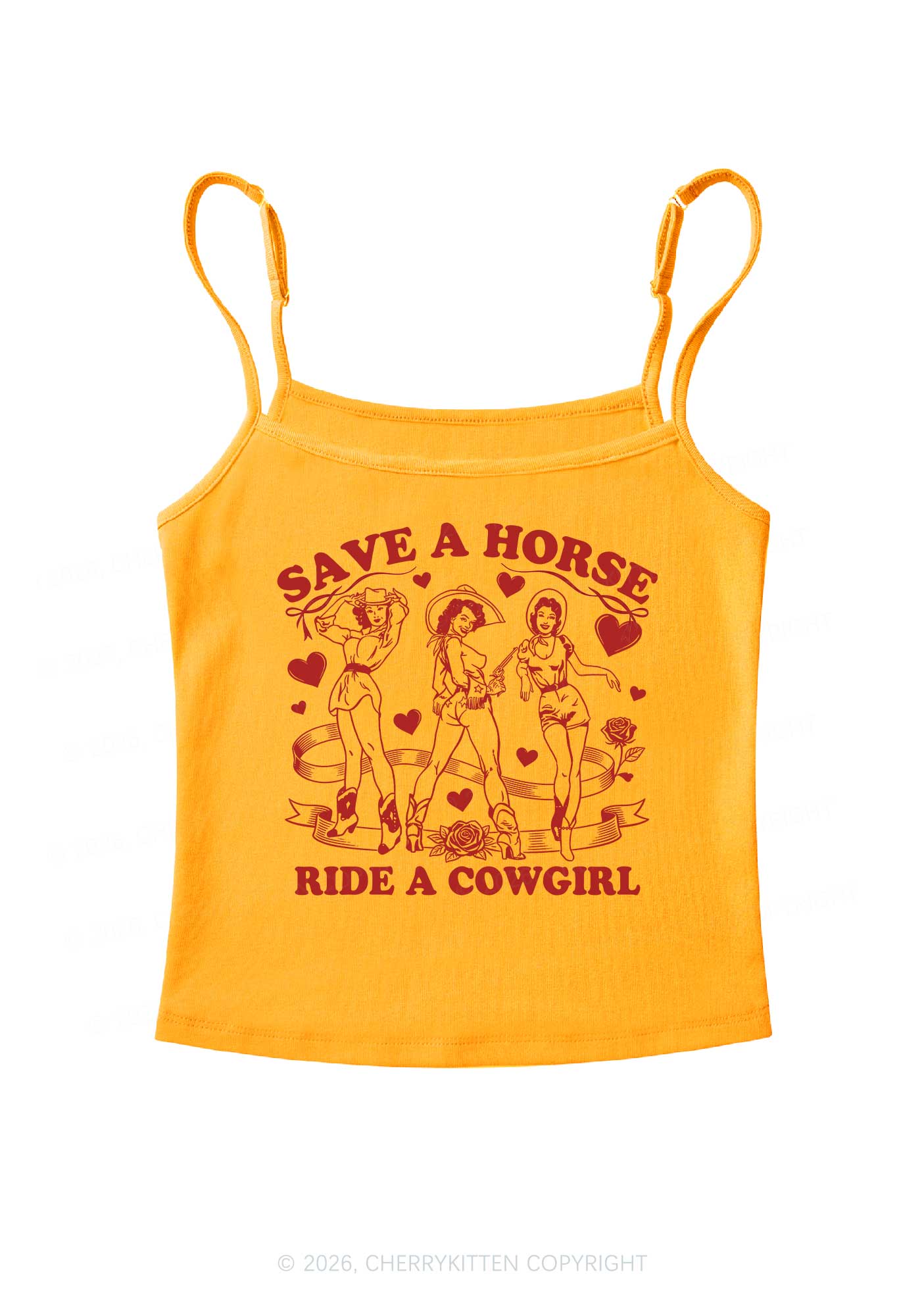 Ride A Cowgirl Valentine's Day Y2K Spaghetti Strap Cami Cherrykitten - Image 5