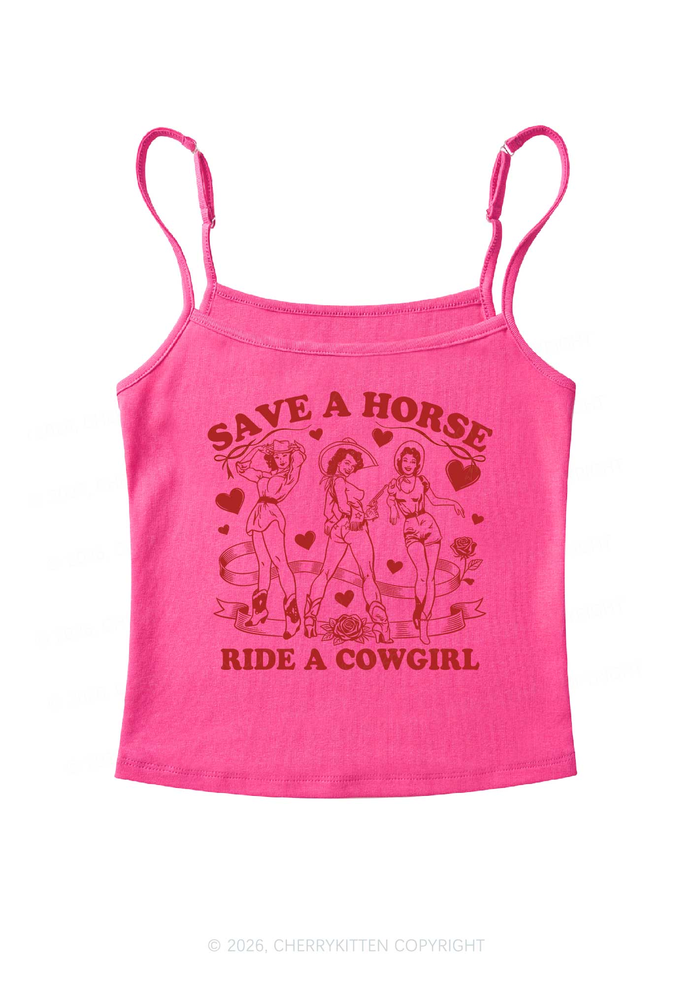 Ride A Cowgirl Valentine's Day Y2K Spaghetti Strap Cami Cherrykitten - Image 6