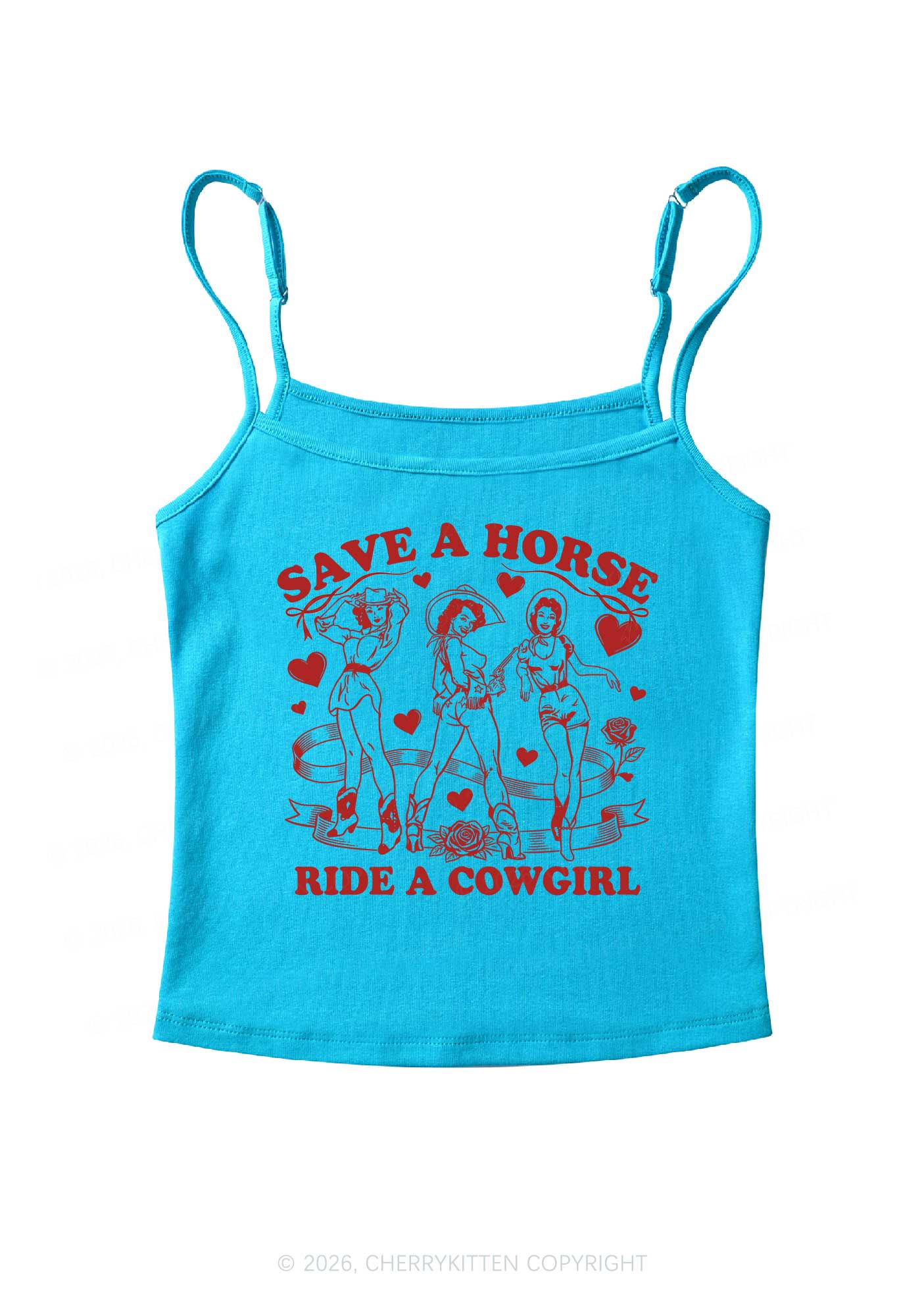 Ride A Cowgirl Valentine's Day Y2K Spaghetti Strap Cami Cherrykitten - Image 7