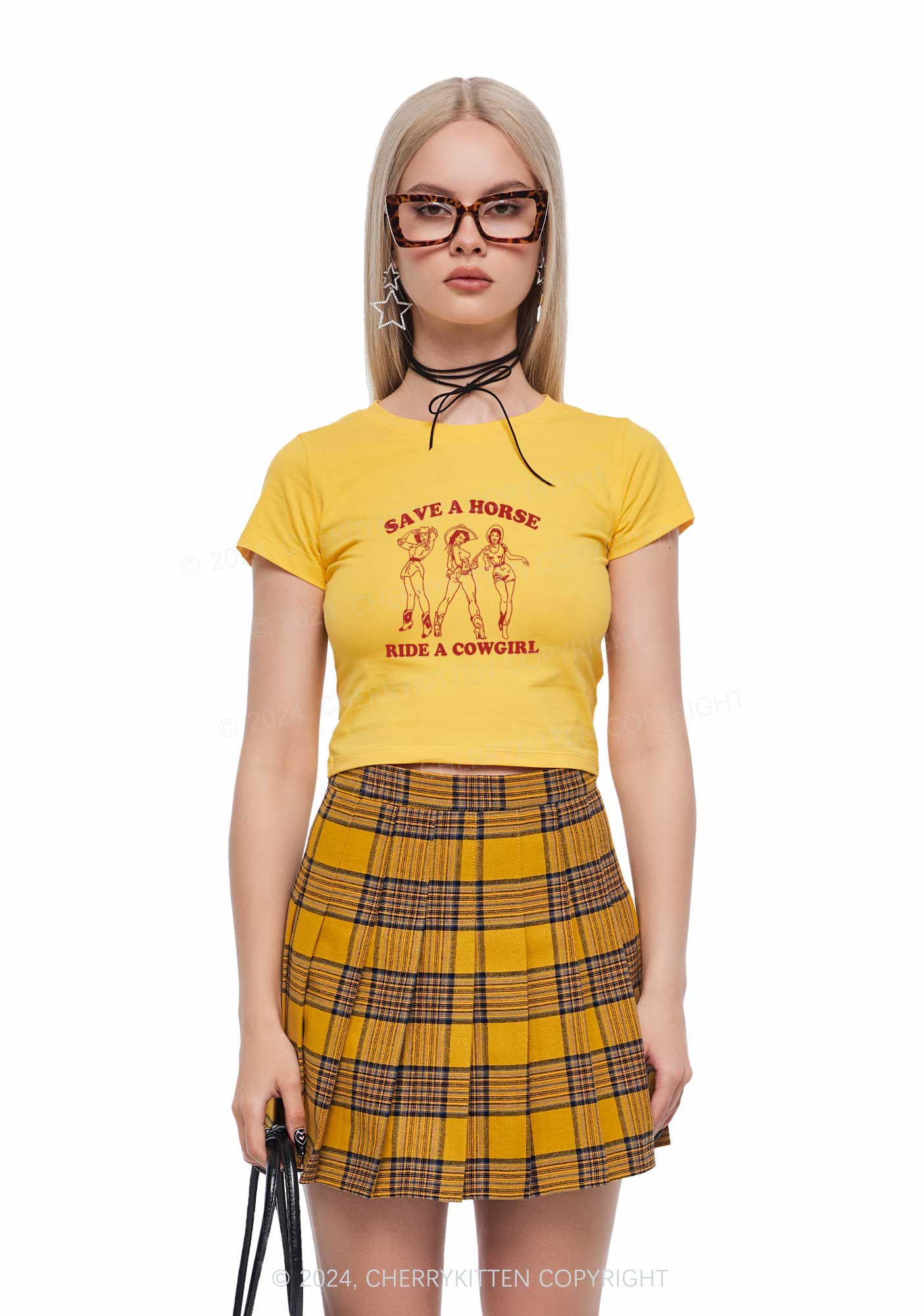 Ride A Cowgirl Y2K Baby Tee Cherrykitten - Image 3