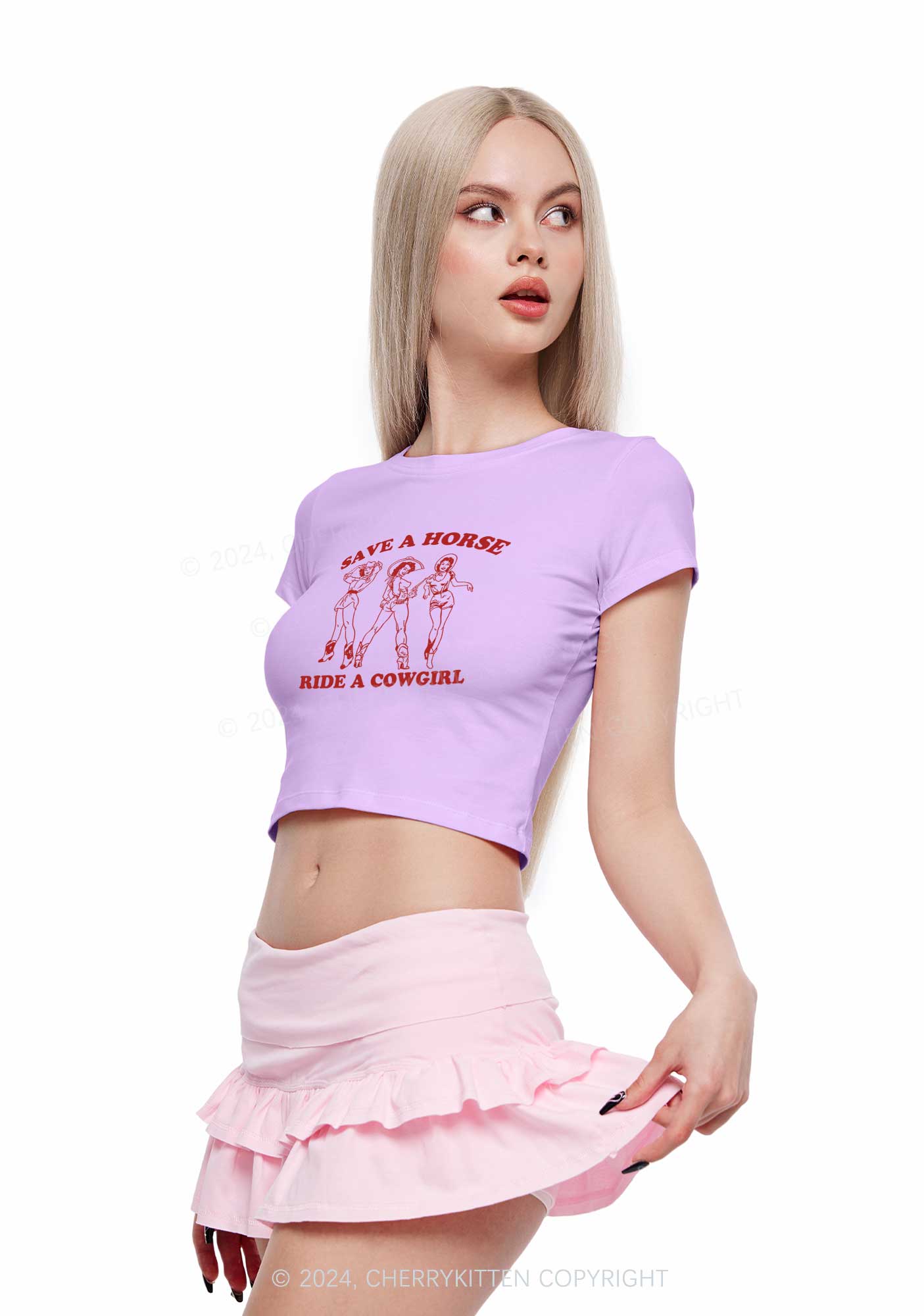 Ride A Cowgirl Y2K Baby Tee Cherrykitten - Image 4
