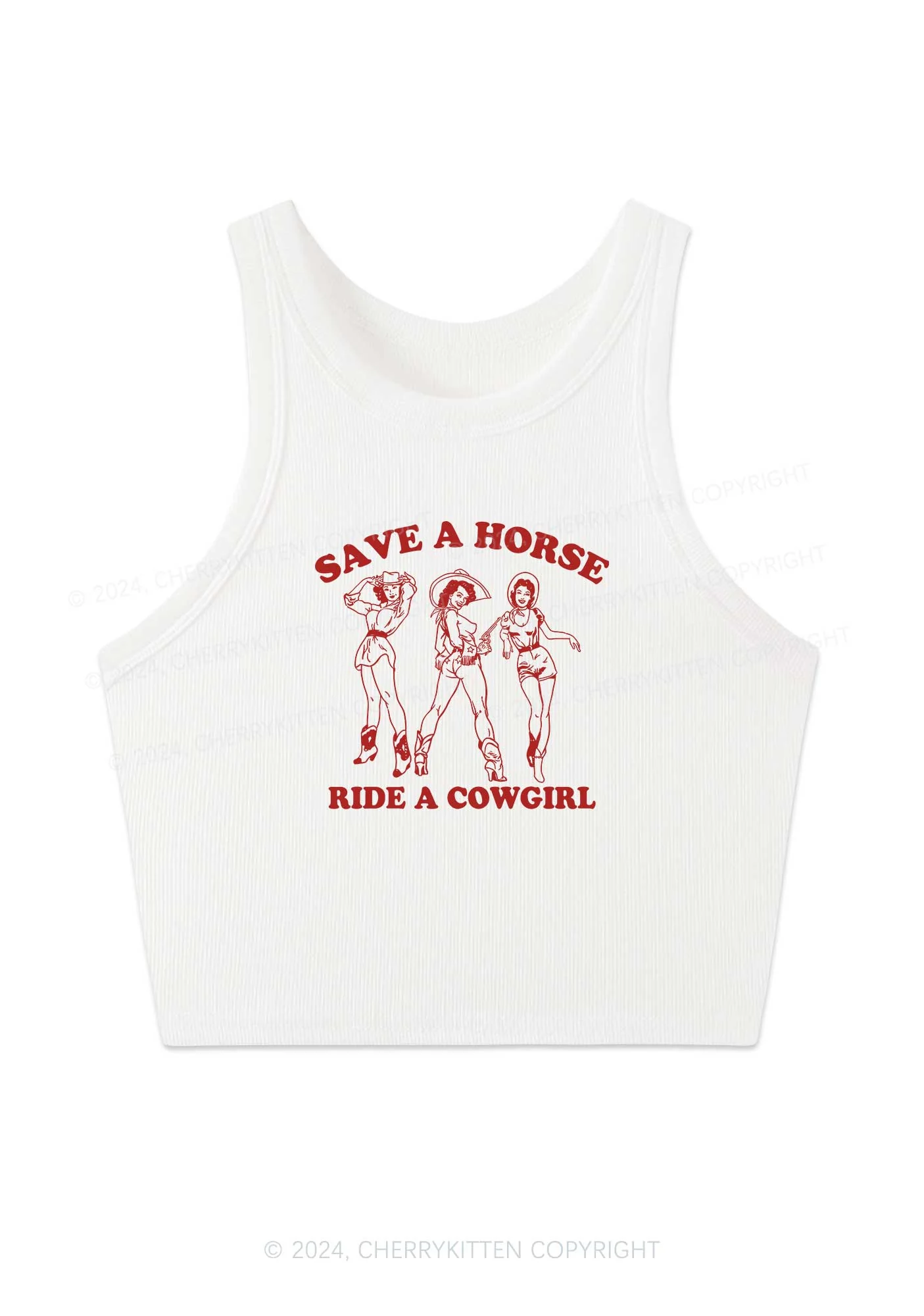 Ride A Cowgirl Y2K Crop Tank Top Cherrykitten - Image 3