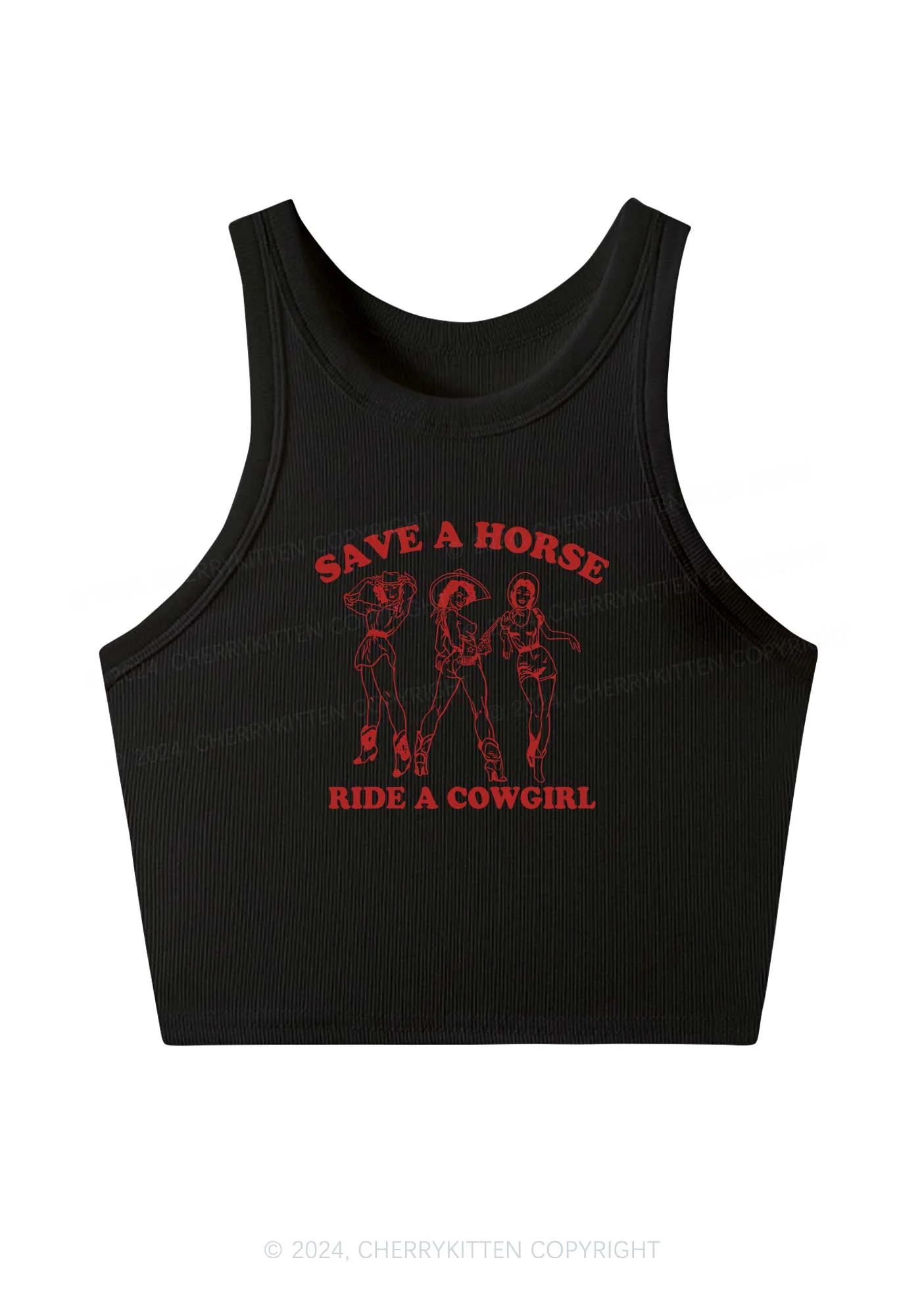 Ride A Cowgirl Y2K Crop Tank Top Cherrykitten - Image 4