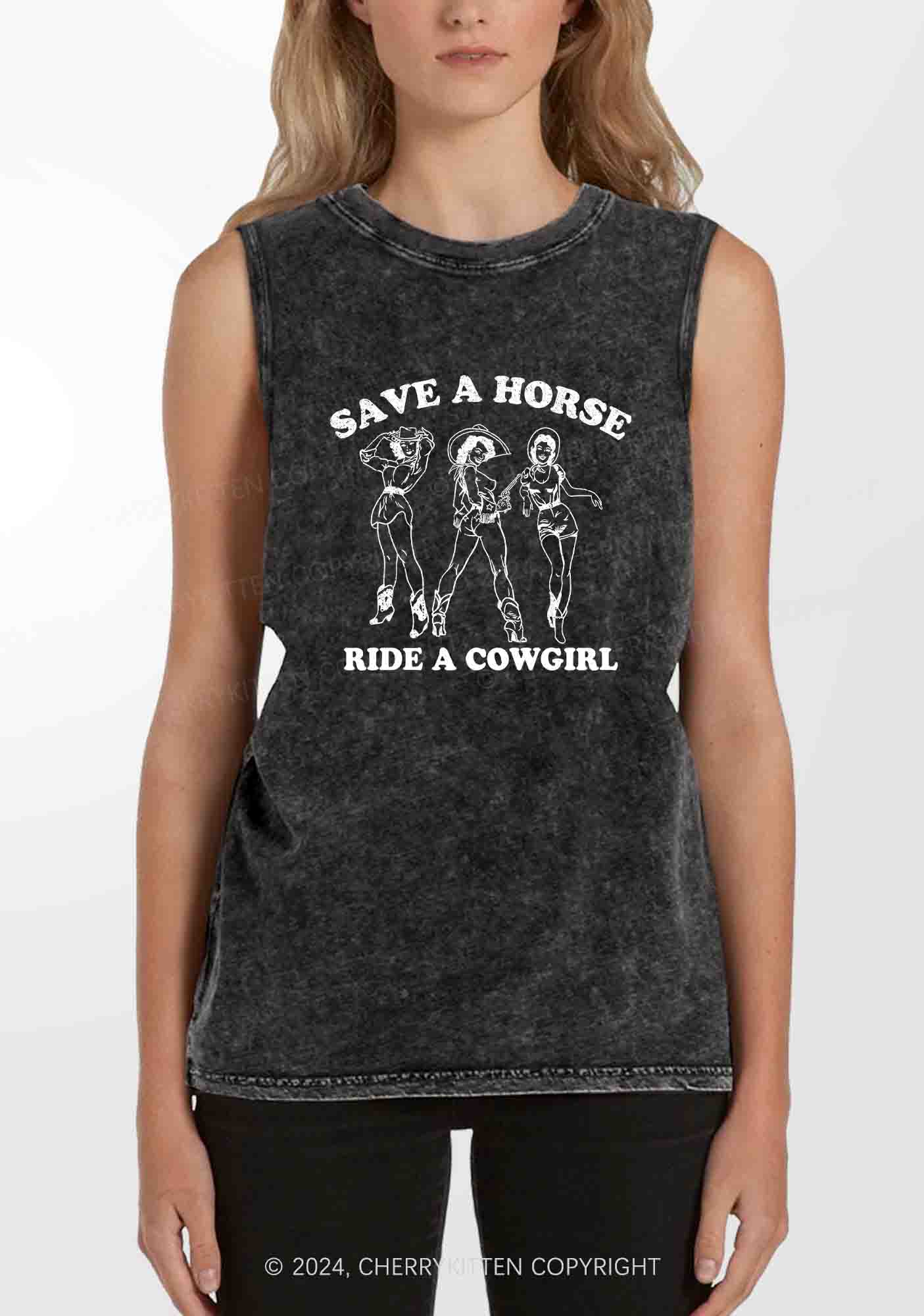 Ride A Cowgirl Y2K Washed Tank Cherrykitten - Image 2
