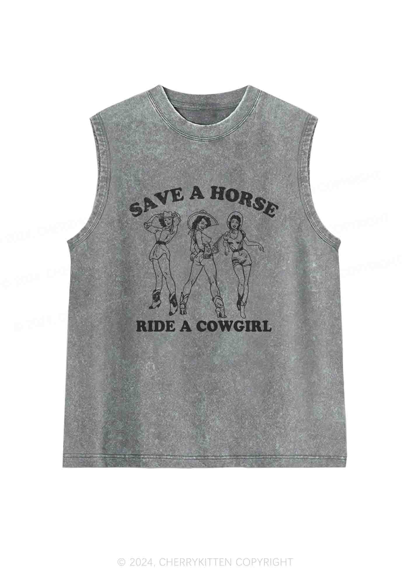 Ride A Cowgirl Y2K Washed Tank Cherrykitten - Image 6