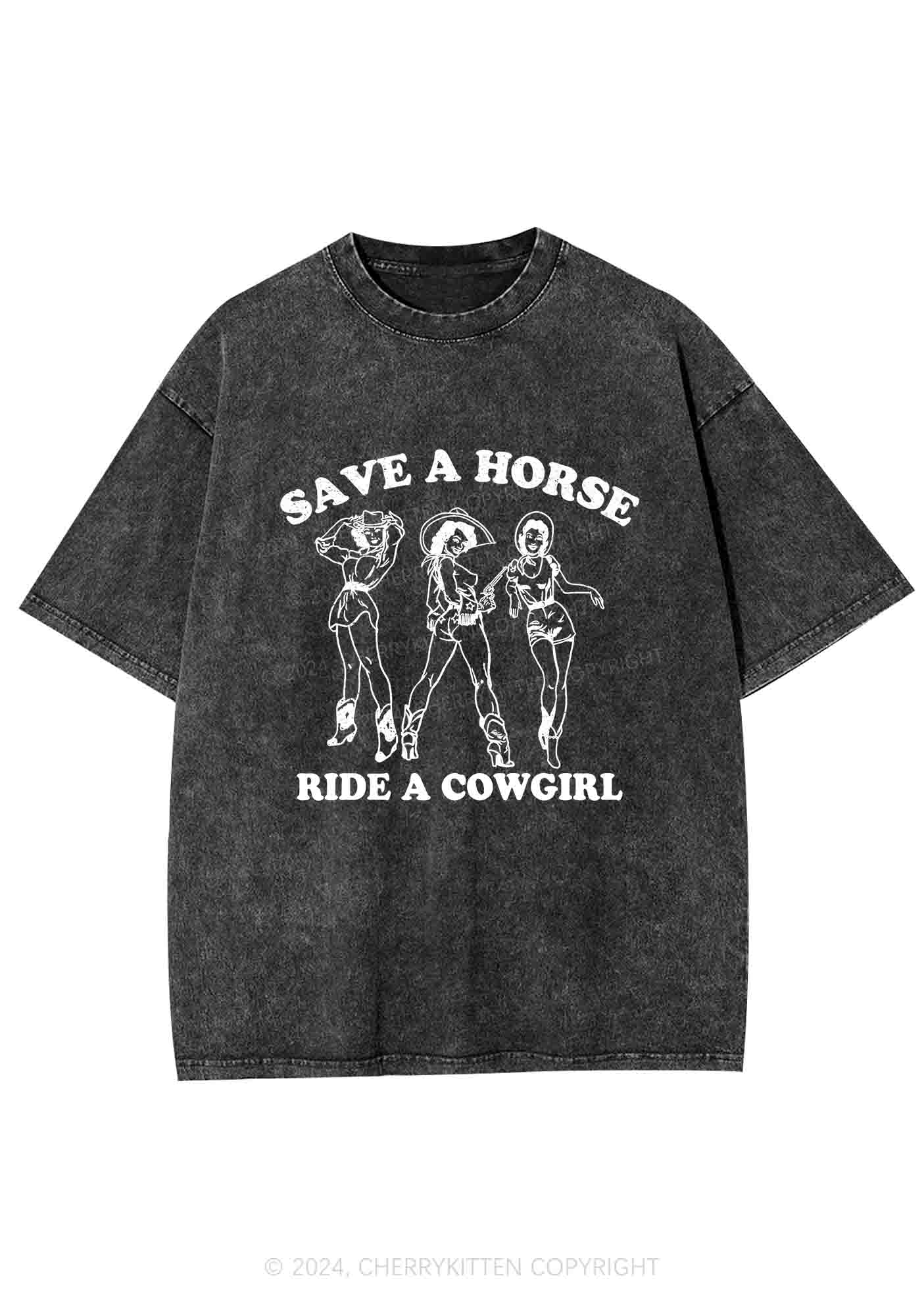 Ride A Cowgirl Y2K Washed Tee Cherrykitten - Image 3