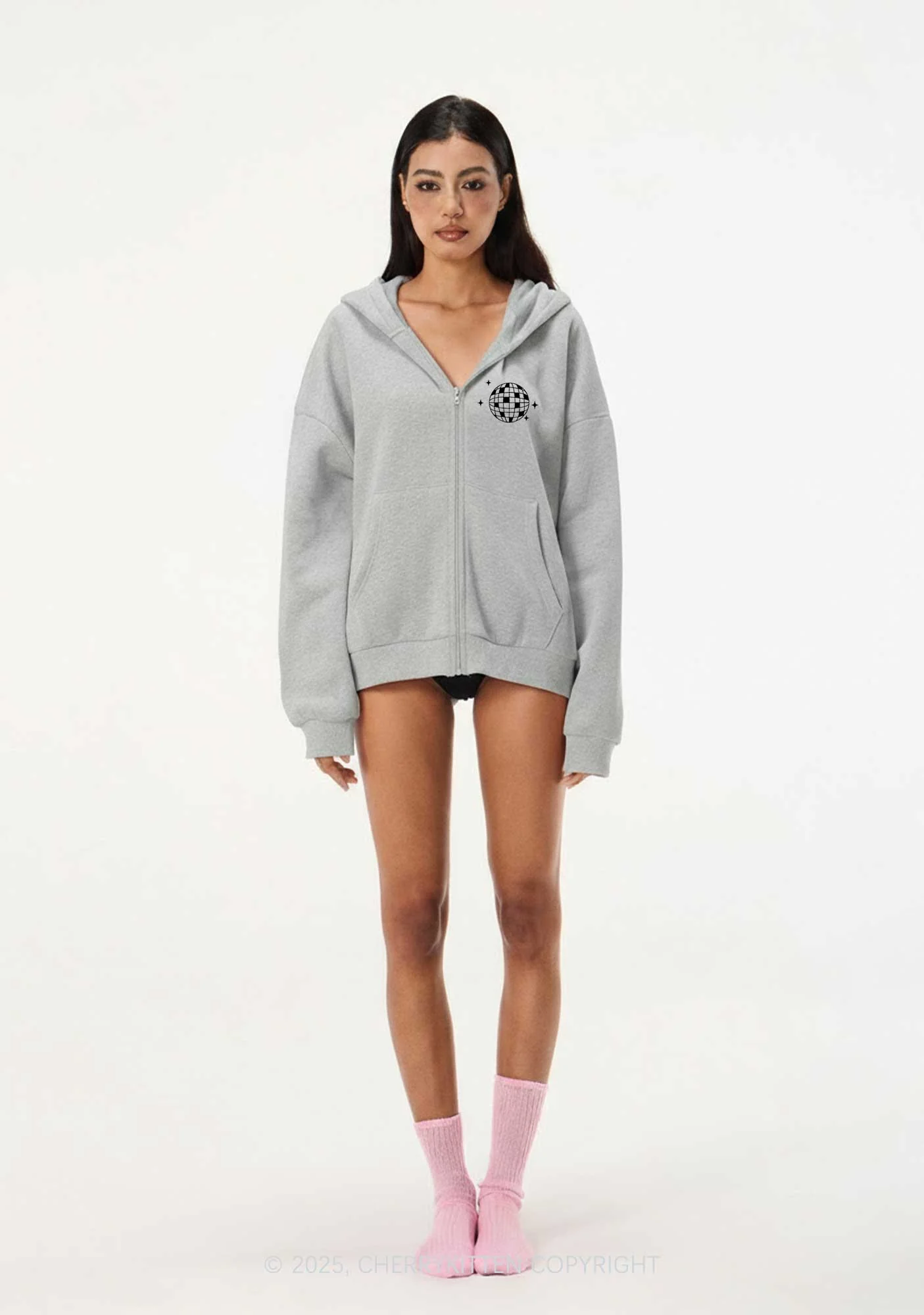 Ride A DJ Y2K Bunny Ear Zip Hoodie Cherrykitten - Image 3