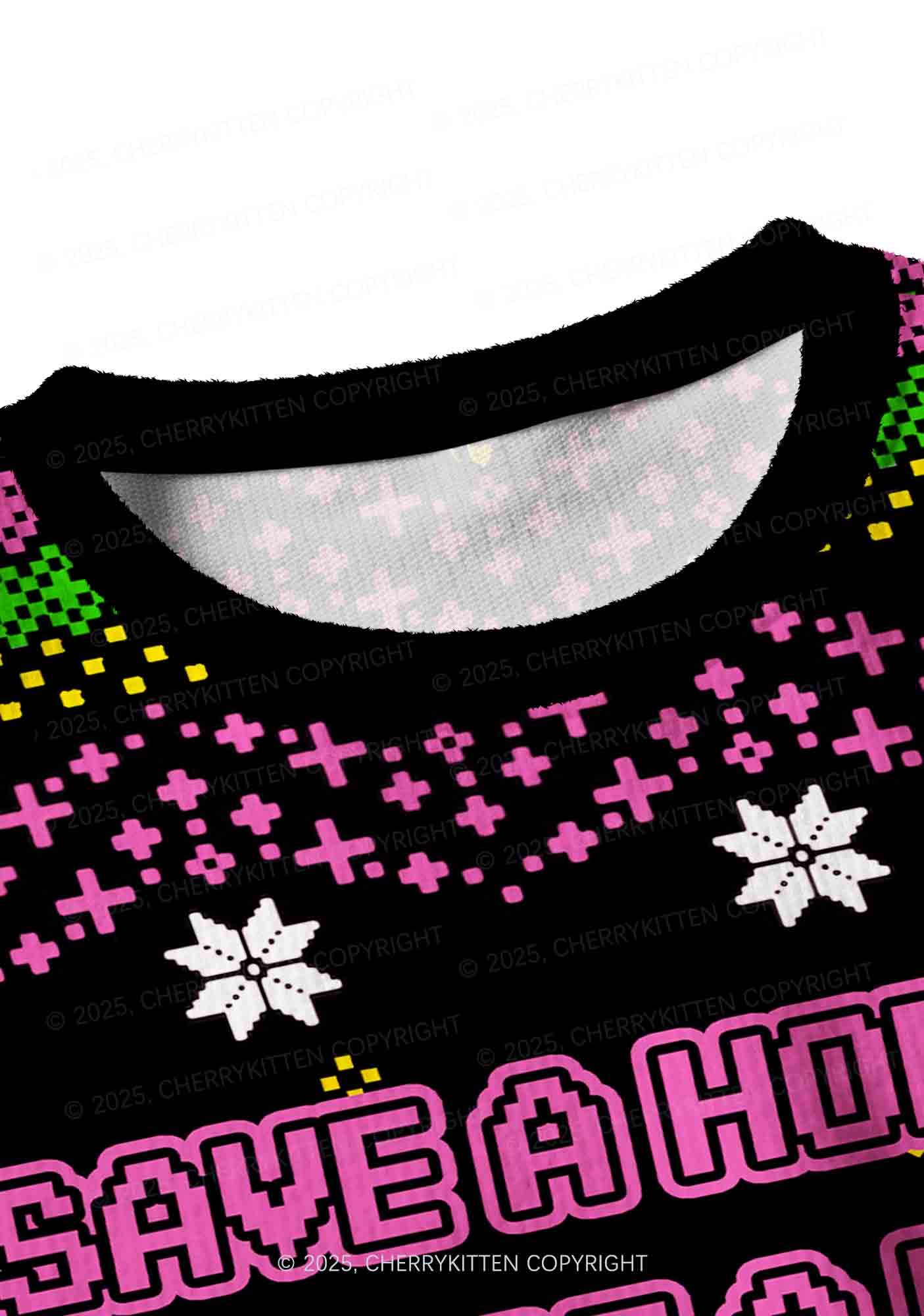Ride A DJ Y2K Christmas Crop Knit Sweatshirt Cherrykitten - Image 4