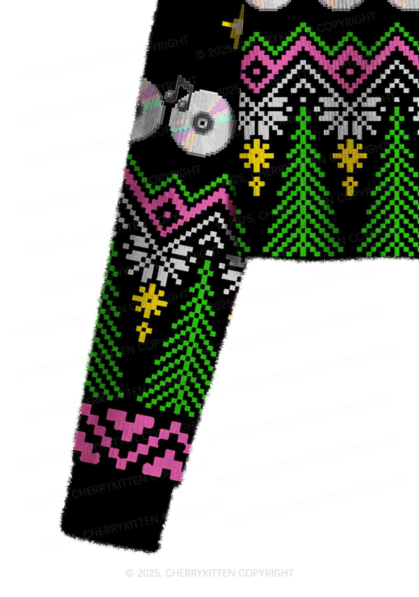 Ride A DJ Y2K Christmas Crop Knit Sweatshirt Cherrykitten - Image 5